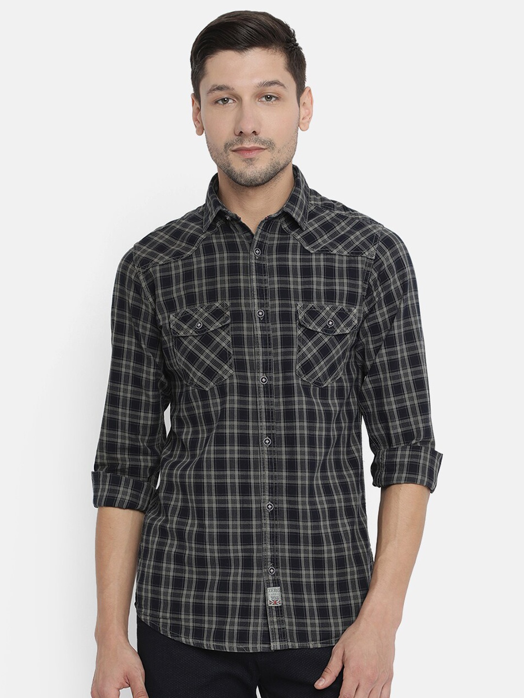 

V2 Value & Variety Men Grey Tartan Checks Checked Regular Fit Casual Shirt