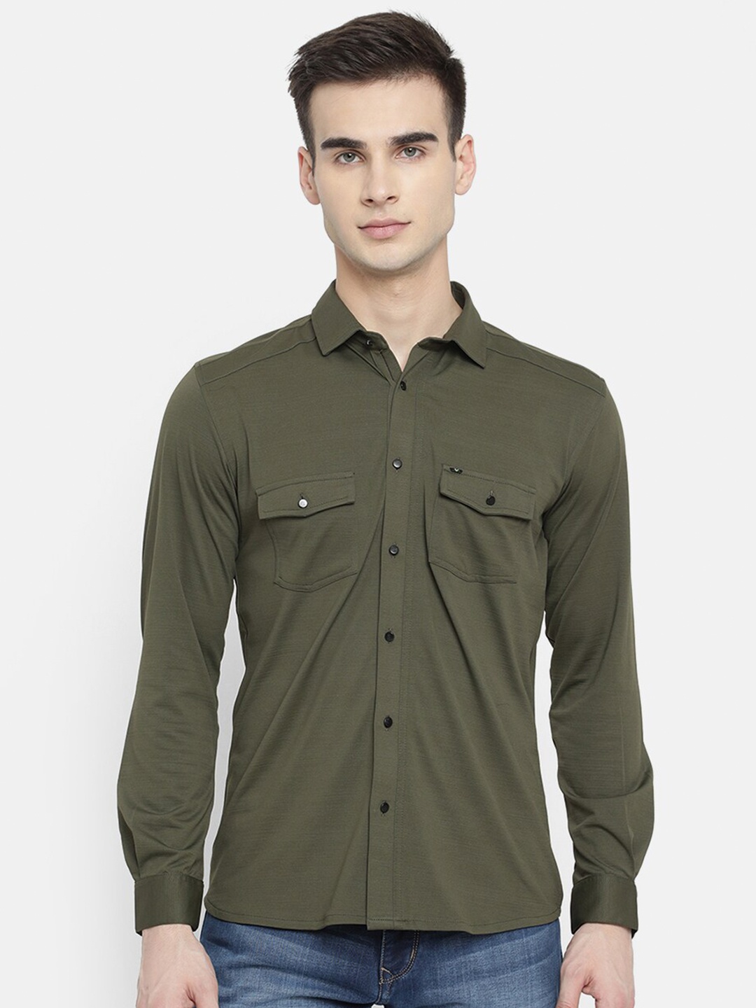 

V2 Value & Variety Men Olive Green Casual Shirt