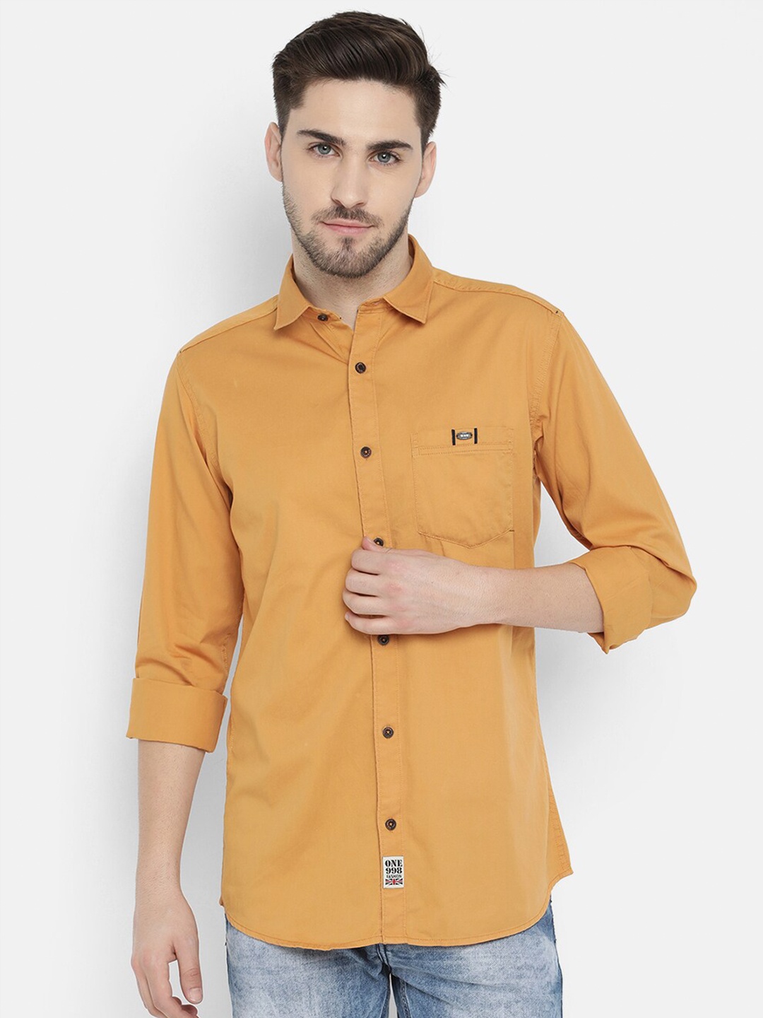 

V2 Value & Variety Men Mustard Solid Regular Fit Cotton Casual Shirt