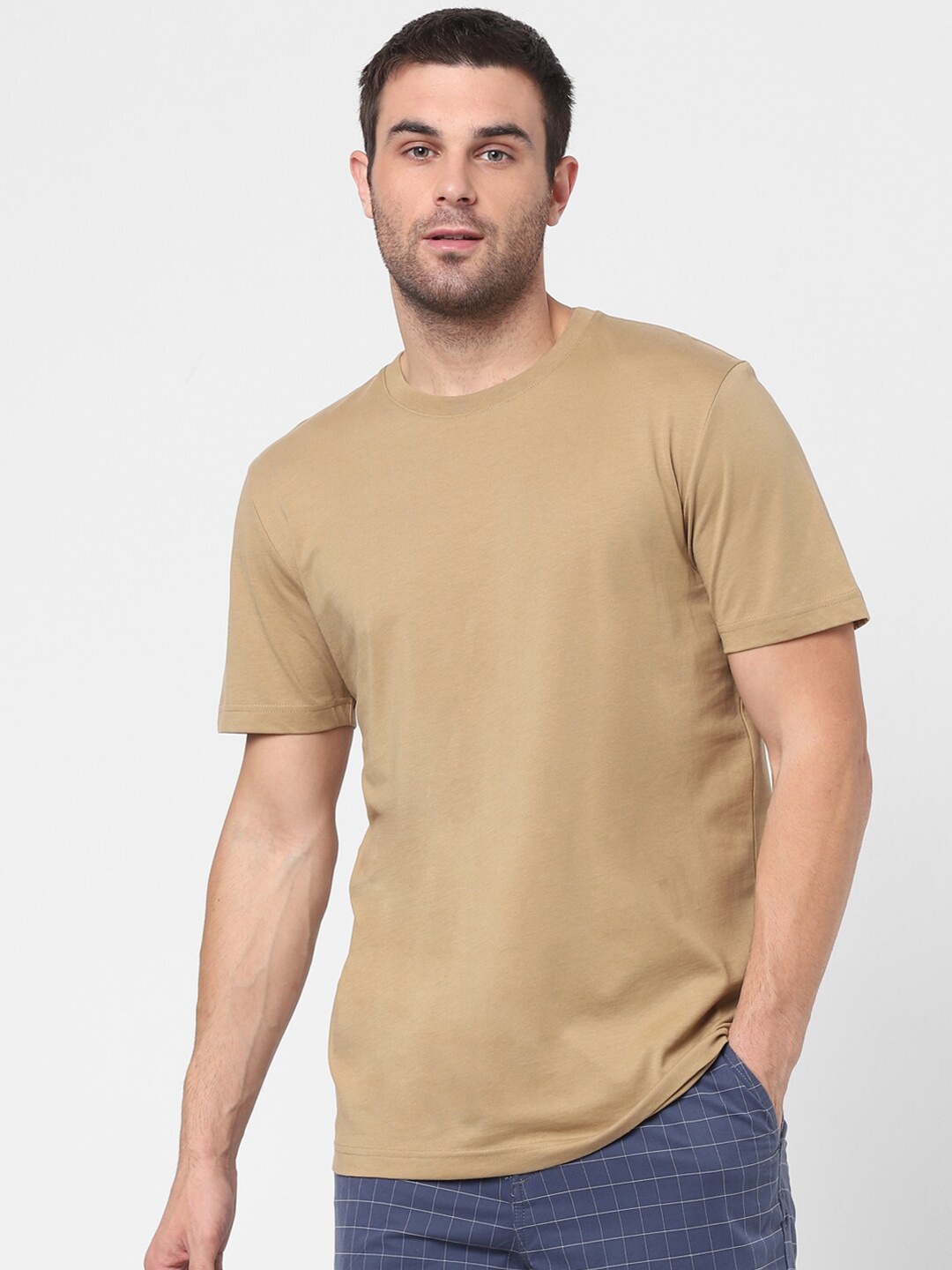 

SELECTED Men Brown Cotton T-shirt