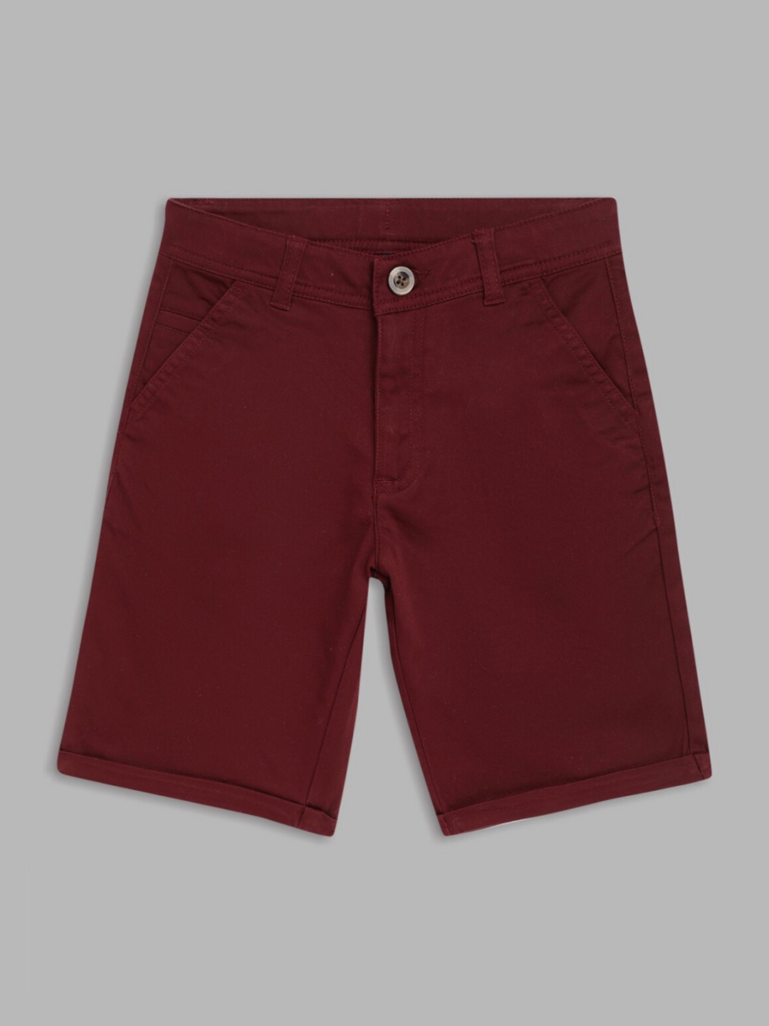 

Blue Giraffe Boys Maroon Solid Pure Cotton Shorts