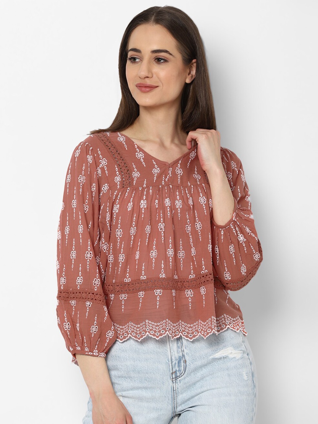 

AMERICAN EAGLE OUTFITTERS Brown Print Top