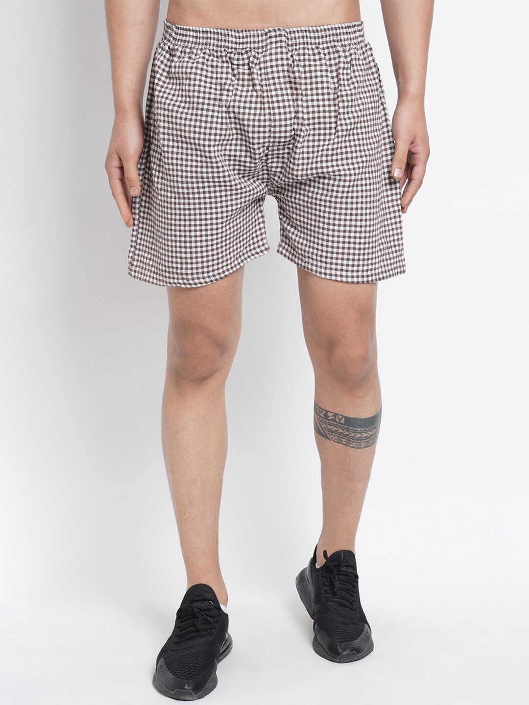 

Purple State Men Brown Checked Boxer