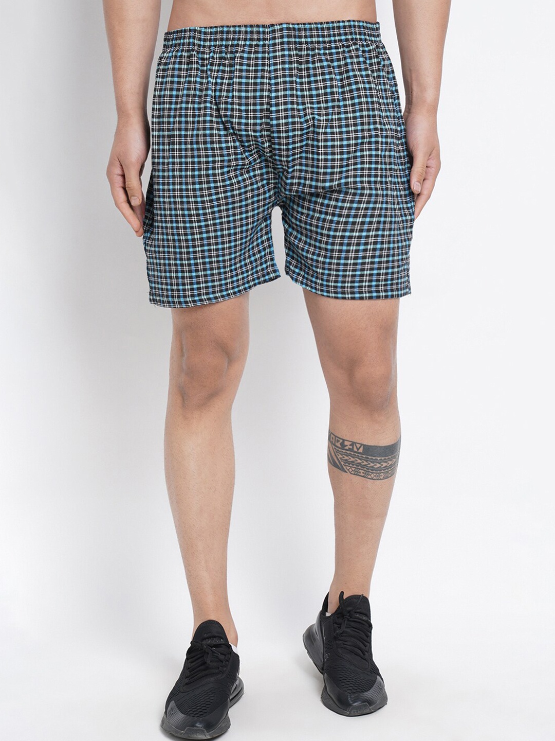 

Purple State Men Blue & Black Checked Cotton Boxer