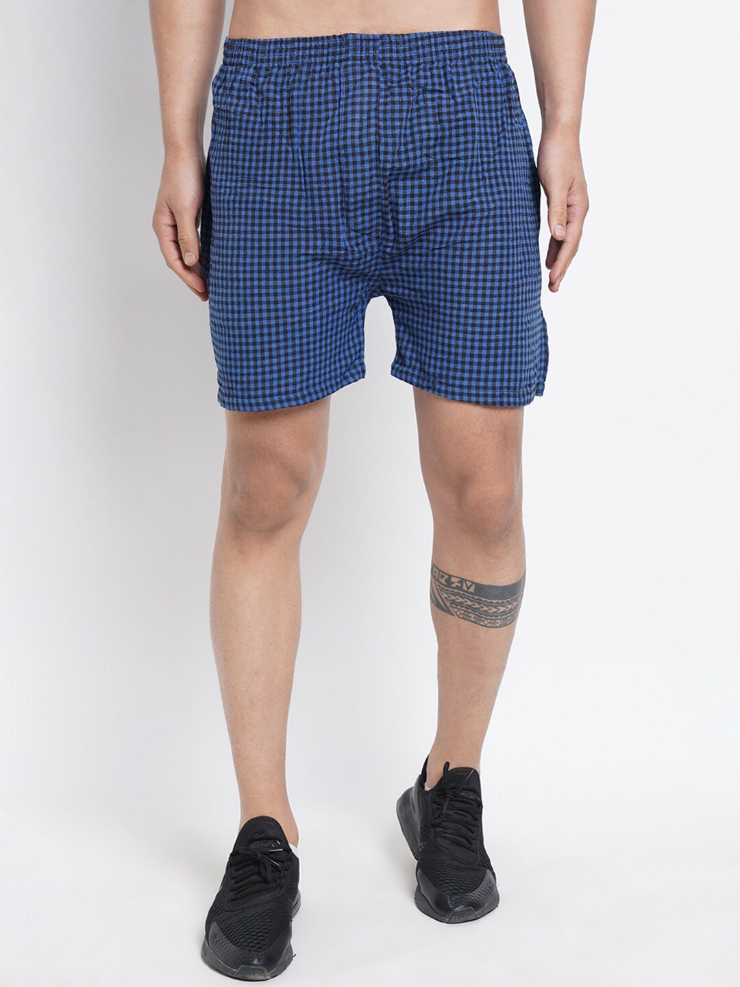 

Purple State Men Blue Checked Pure Cotton Boxers