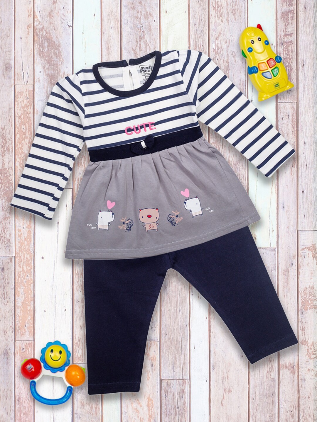 

MeeMee Girls White & Navy Blue Co-ords Set
