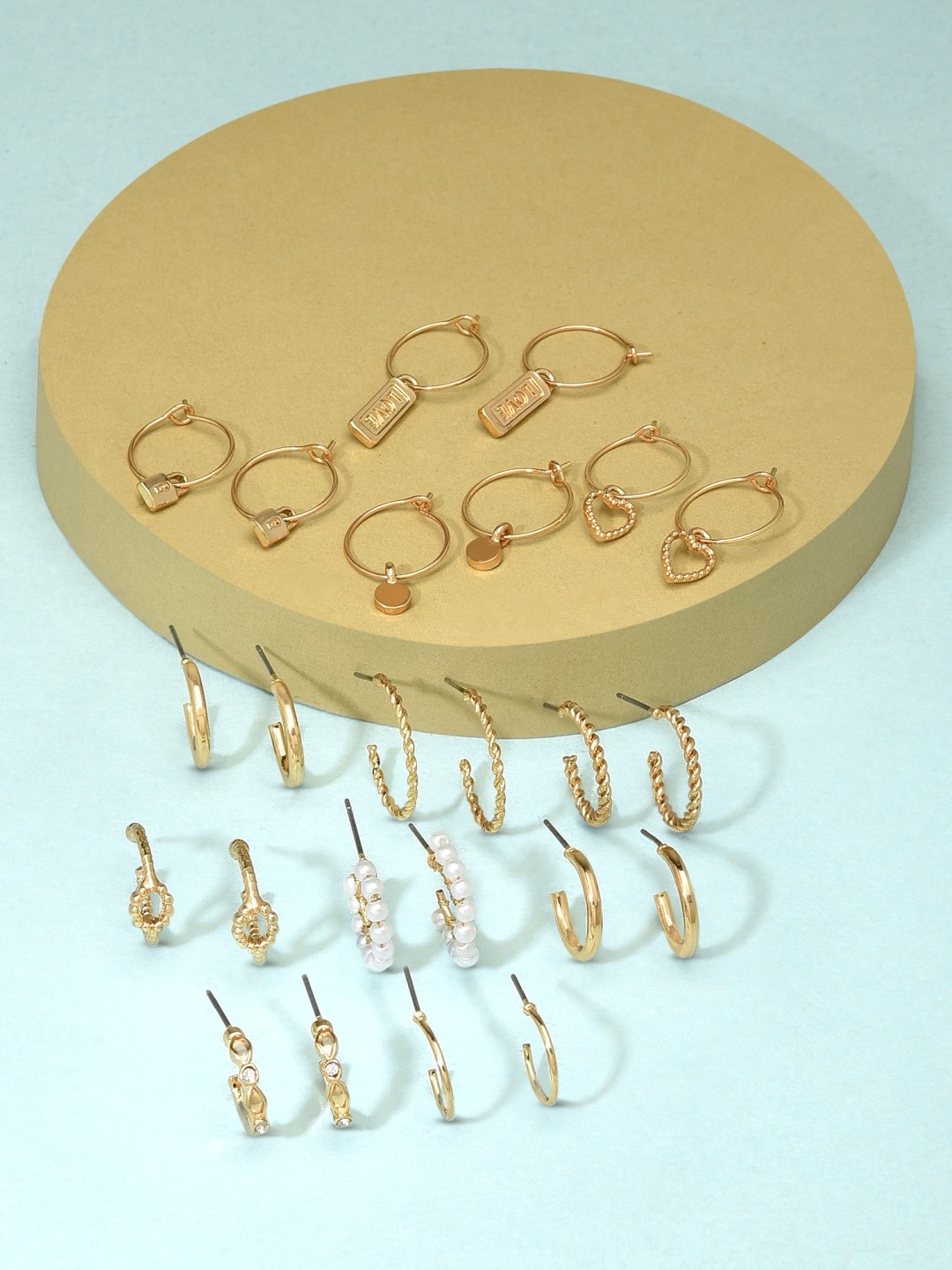 

AMI Set of 12 Gold-Plated Contemporary Hoop & Half Hoop Earrings