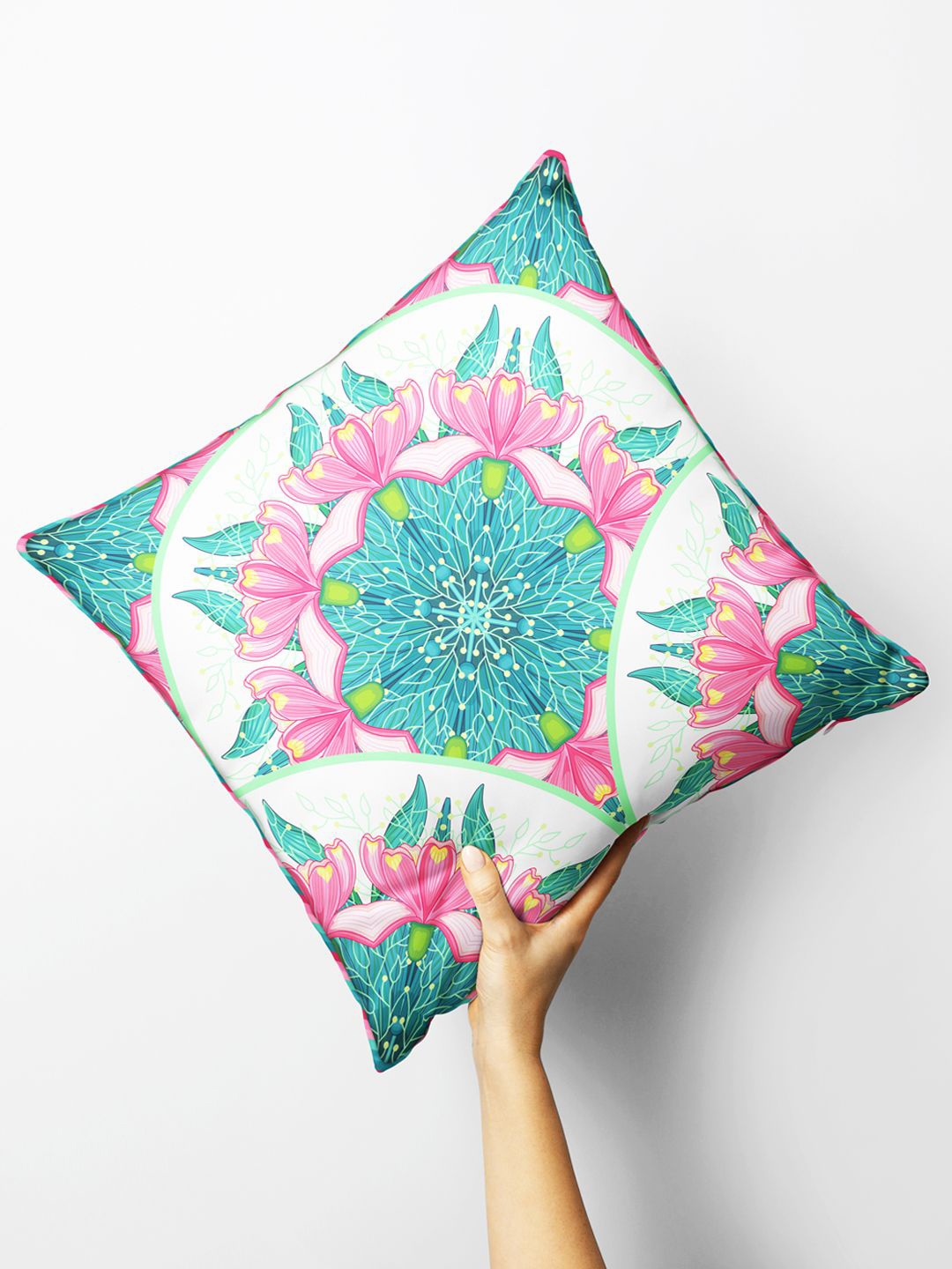 

BIANCA Coral & Pink Floral Square Cushion Covers