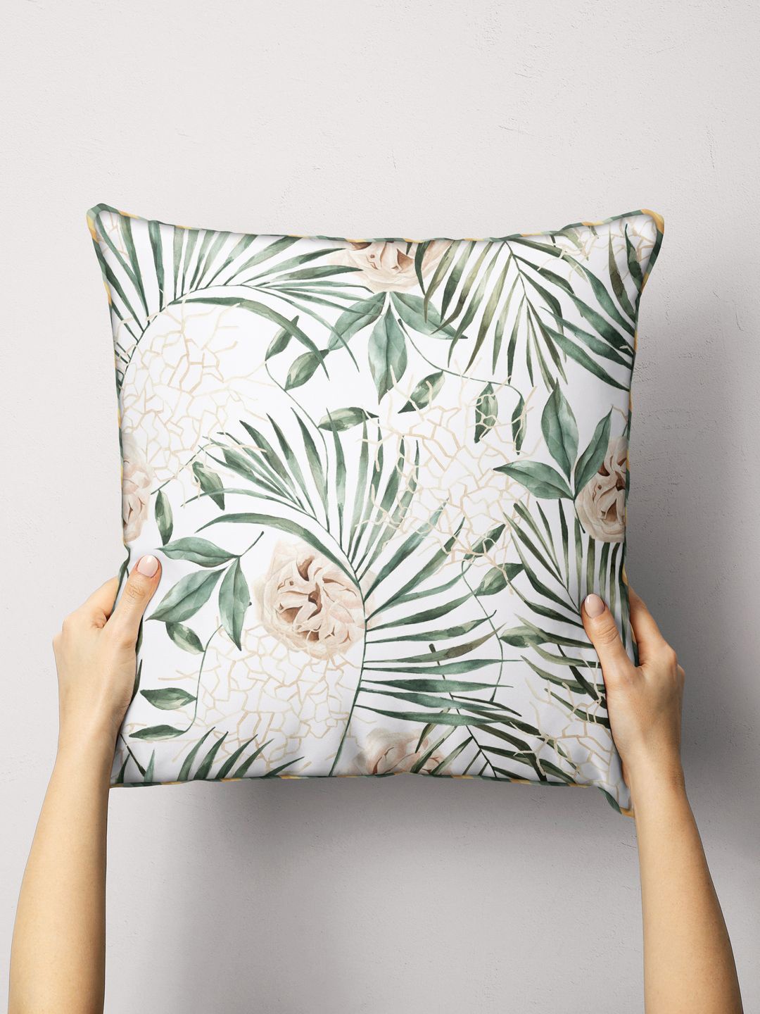

BIANCA Green & White Floral Square Cushion Covers