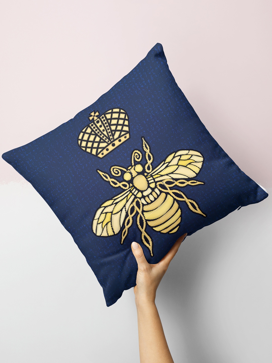 

BIANCA Navy Blue & Yellow Floral Square Cushion Covers