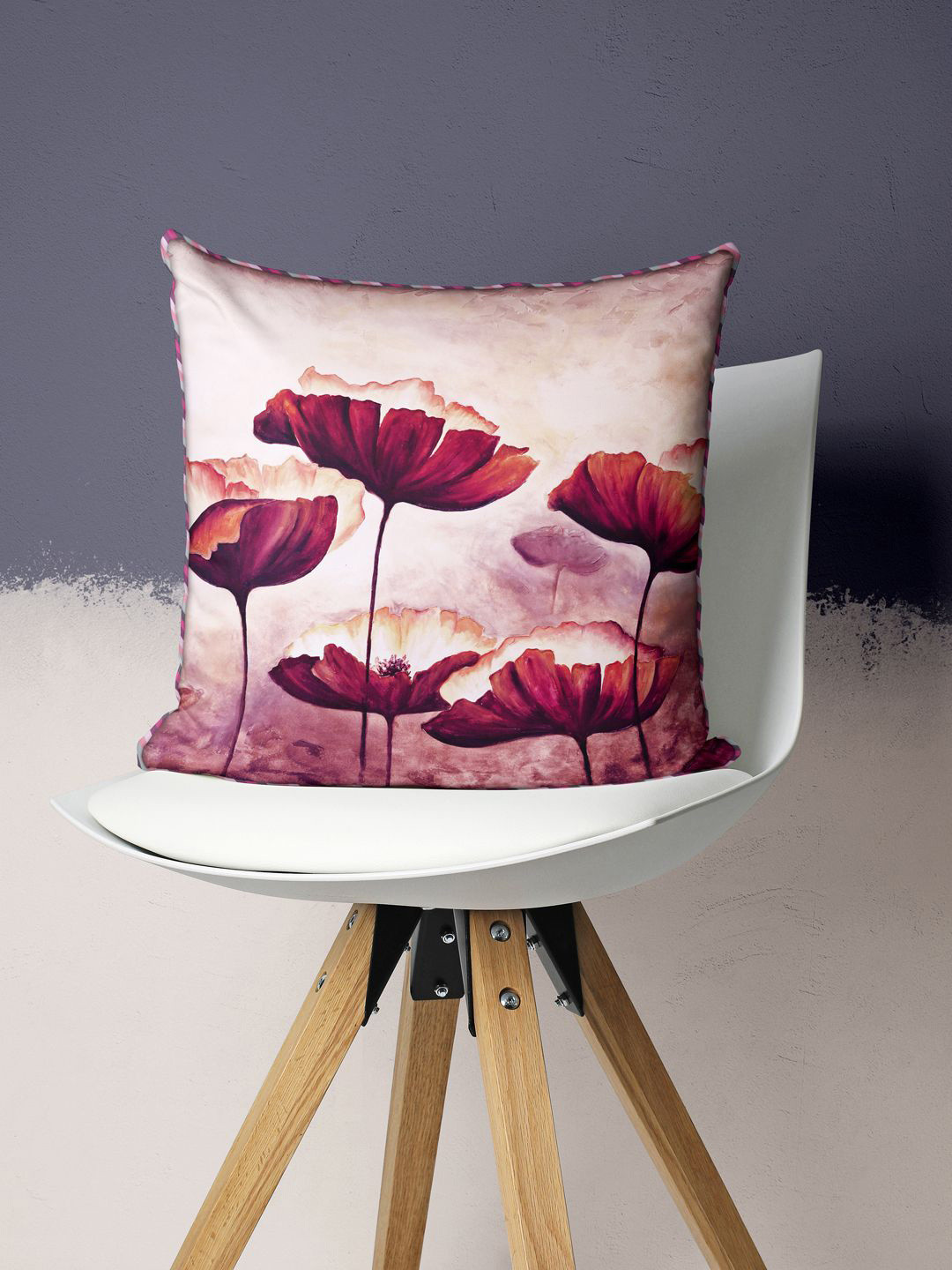 

BIANCA Red & White Floral Square Cushion Covers