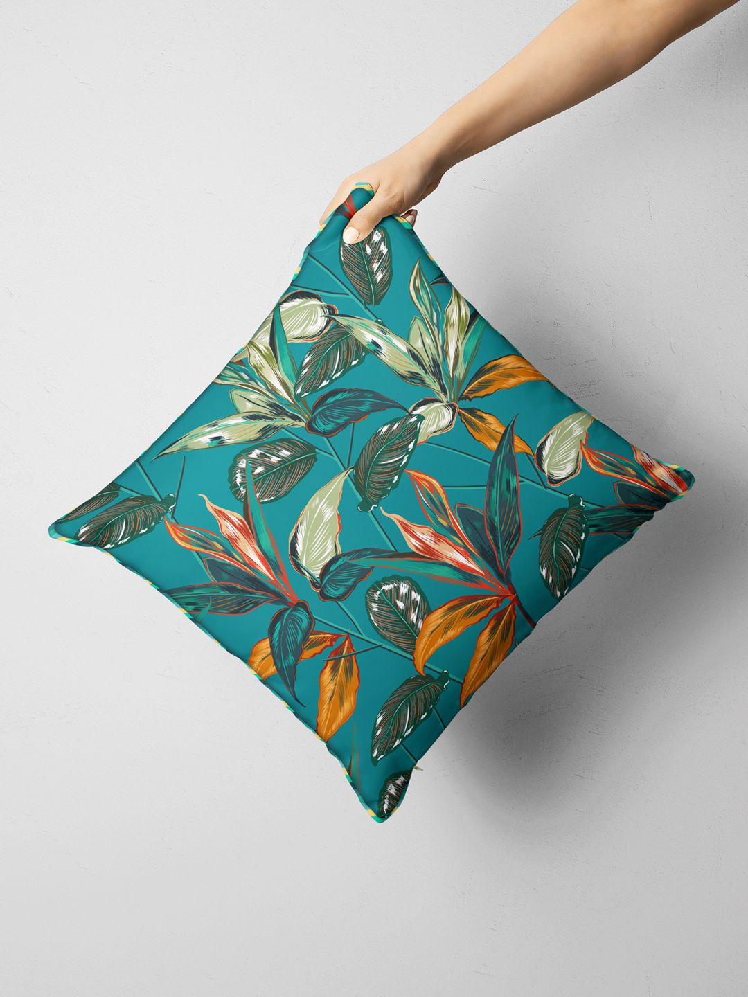 

BIANCA Teal & Orange Floral Square Cushion Covers