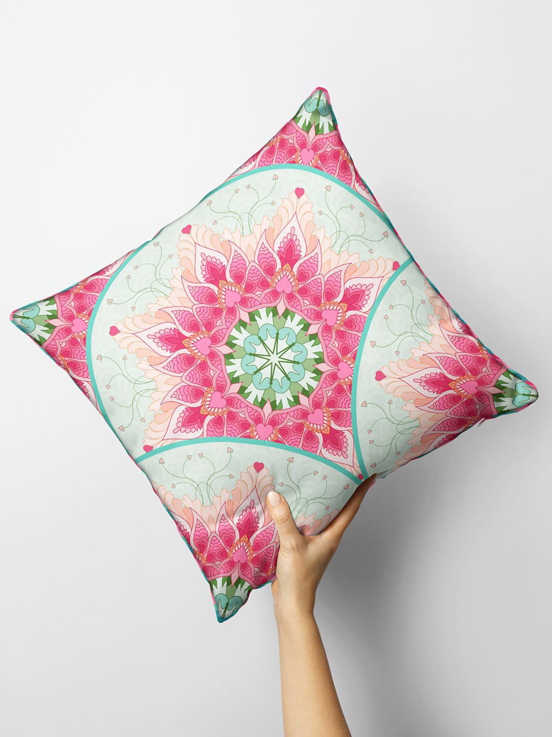 

BIANCA Coral & Green Floral Square Cushion Covers