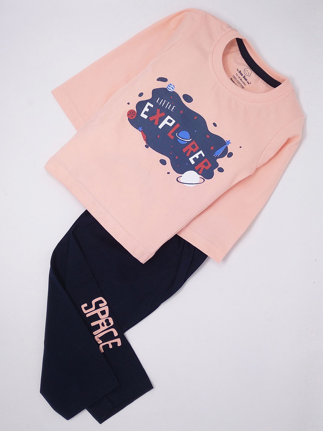

The Boo Boo Club Kids Pink & Black Printed Night suit