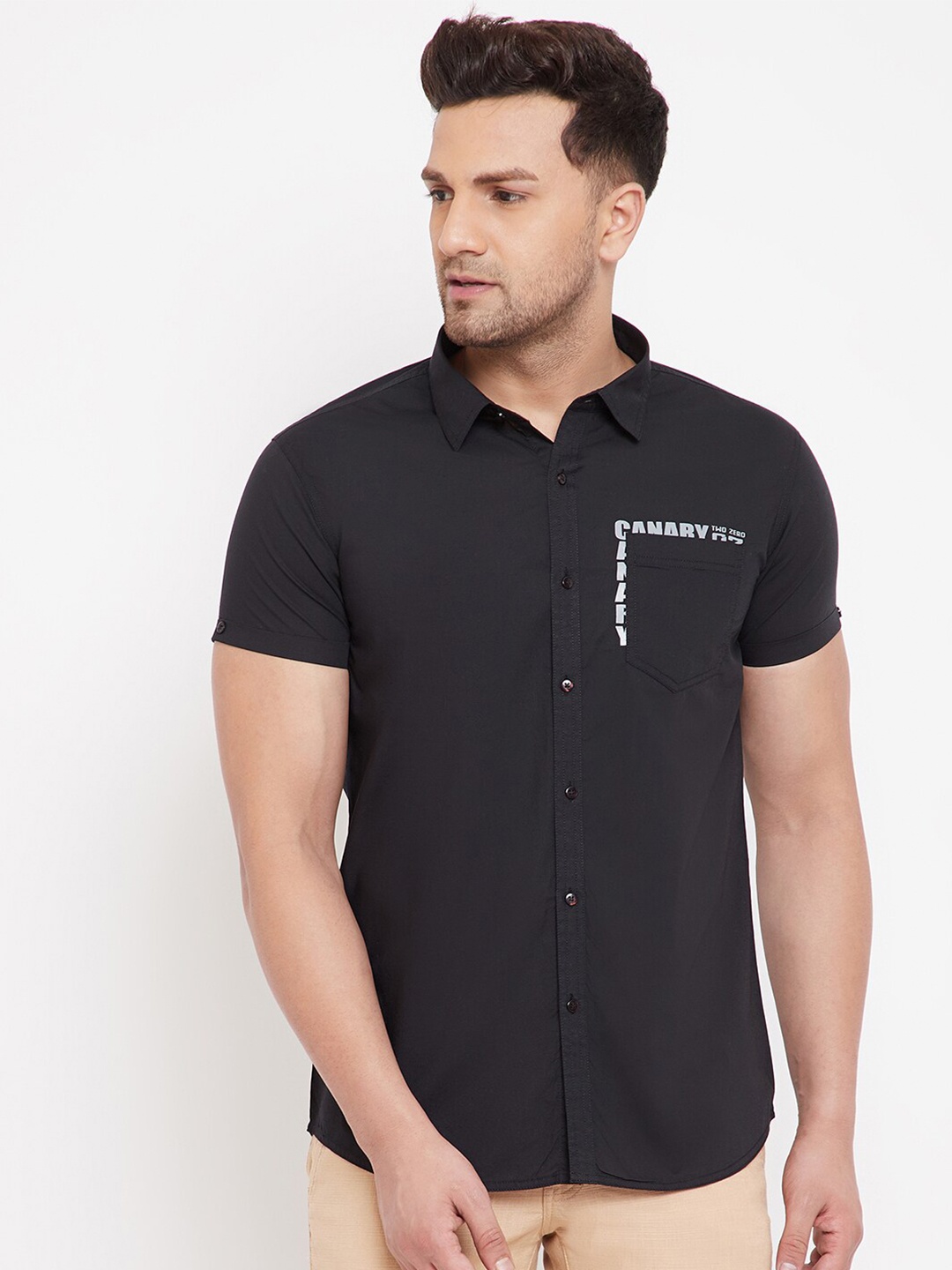 

Canary London Men Black Smart Slim Fit Casual Shirt