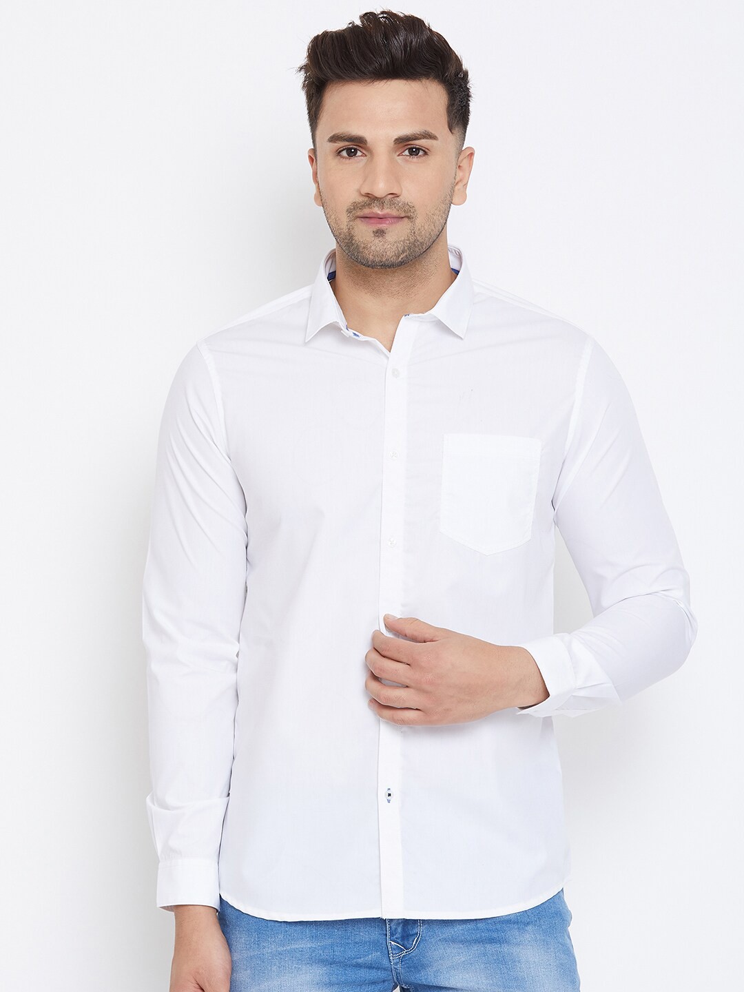 

Canary London Men White Smart Slim Fit Cotton Casual Shirt