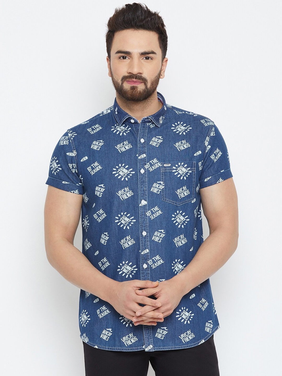

Canary London Men Blue Smart Slim Fit Floral Printed Casual Shirt