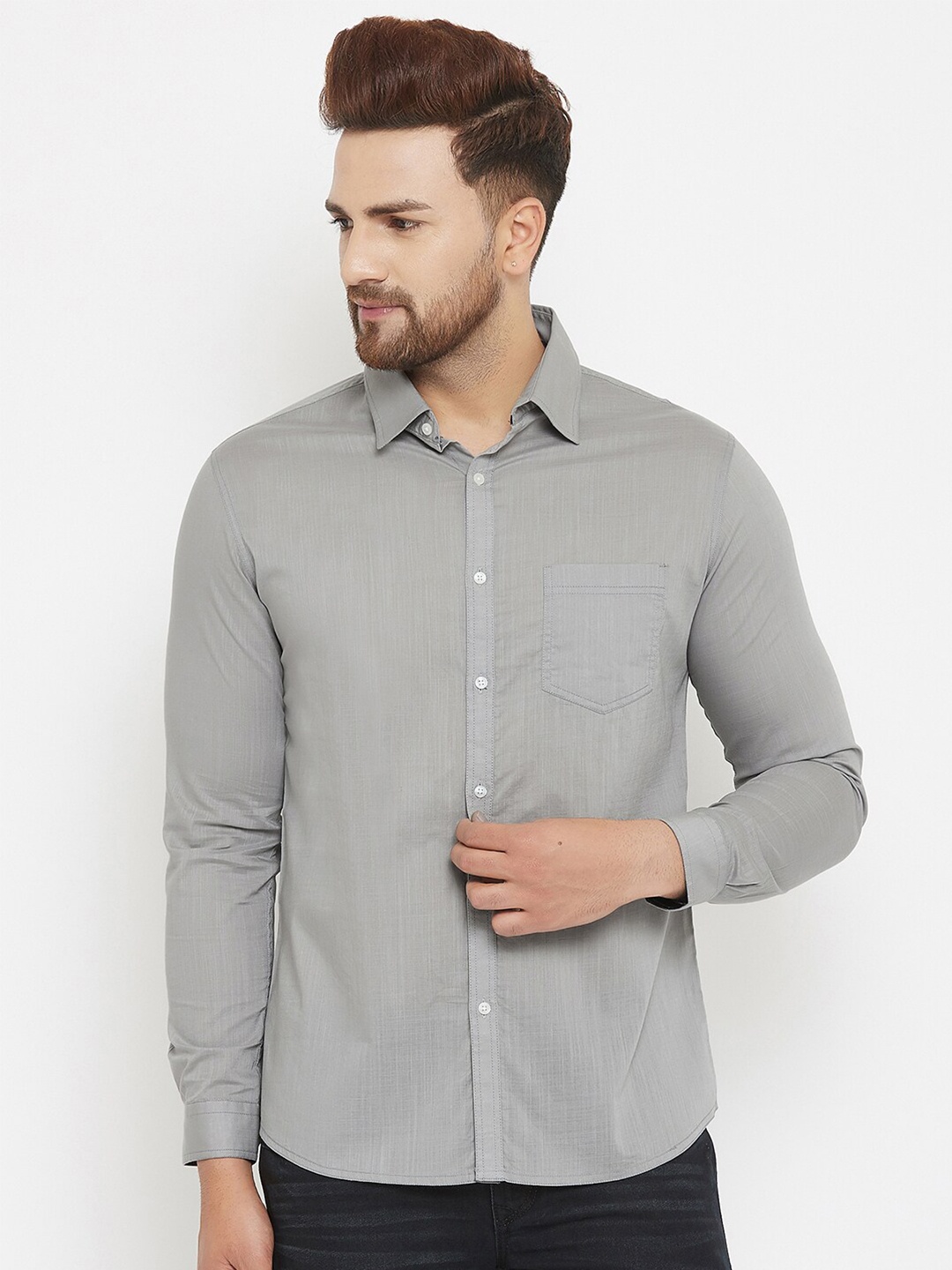 

Canary London Men Grey Smart Slim Fit Casual Shirt