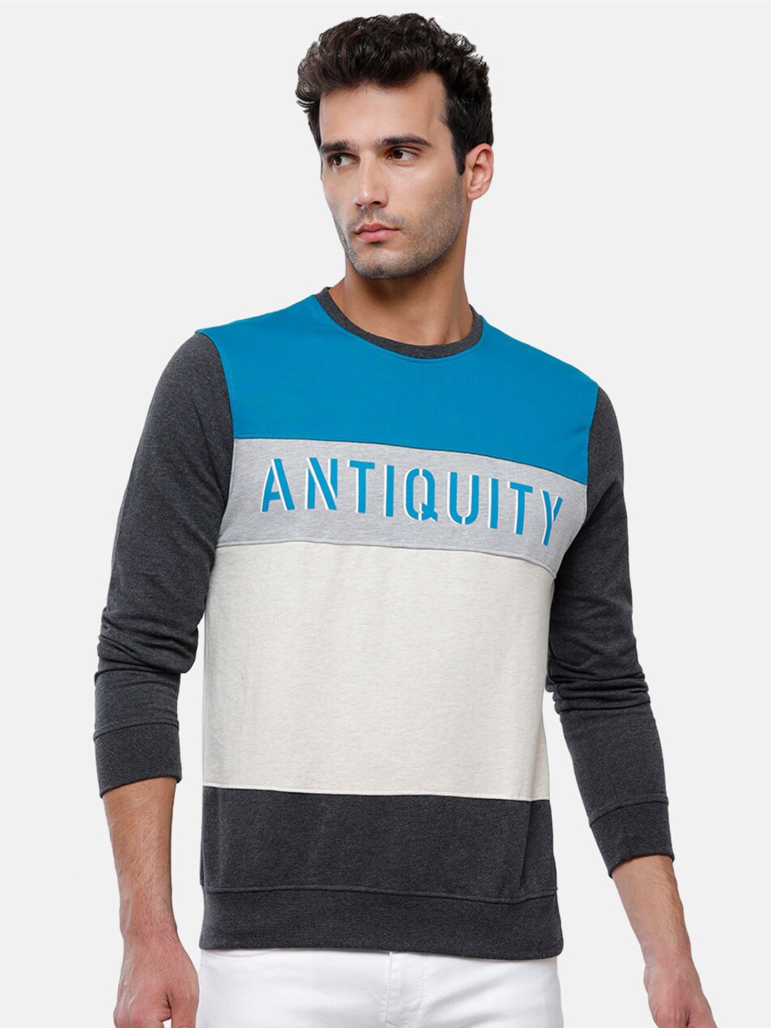 

Classic Polo Men Multicoloured Colourblocked Printed Pure Cotton Sweatshirt, Multi