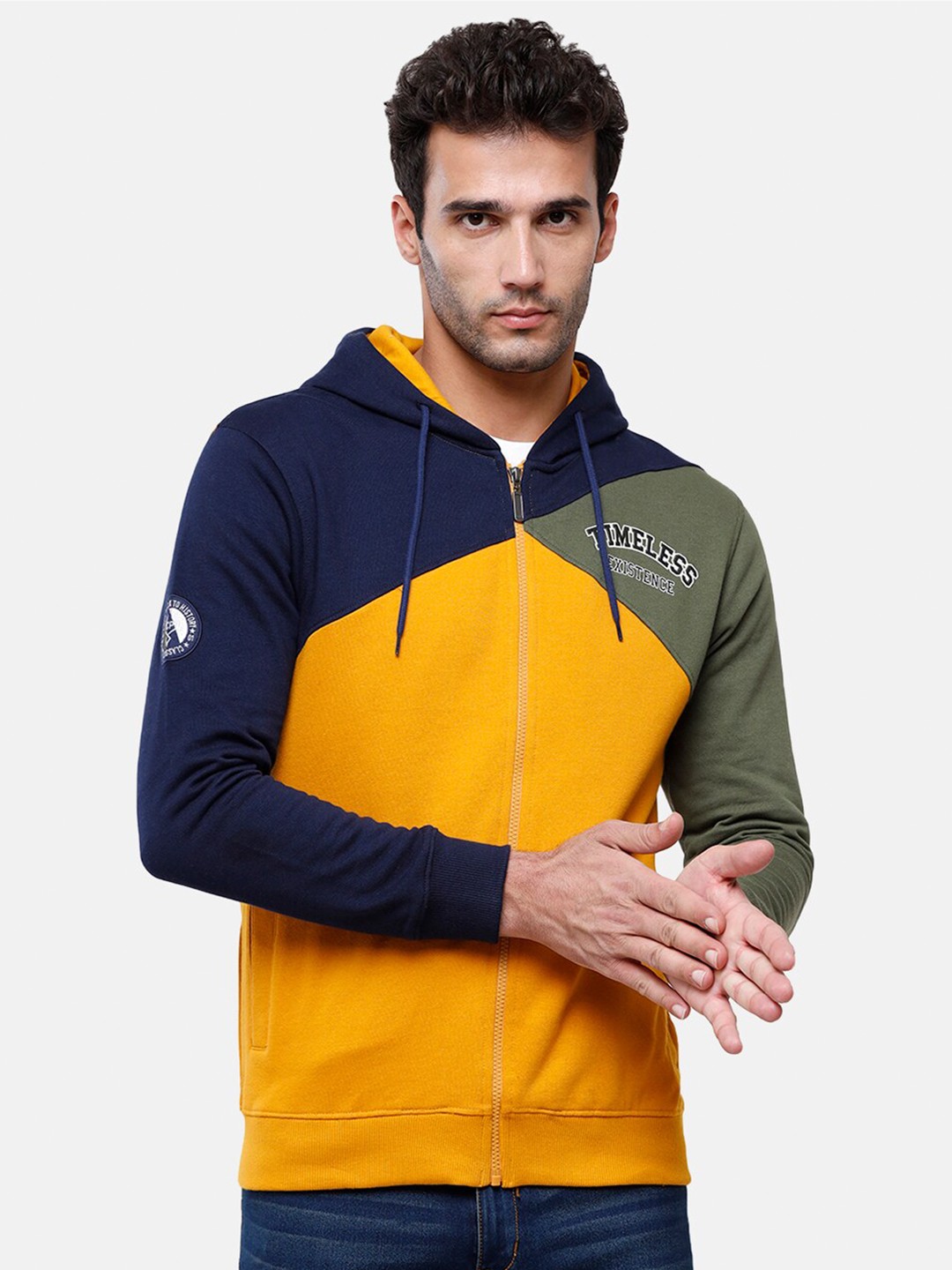 

Classic Polo Men Multicoloured Colourblocked Hooded Sweatshirt, Multi