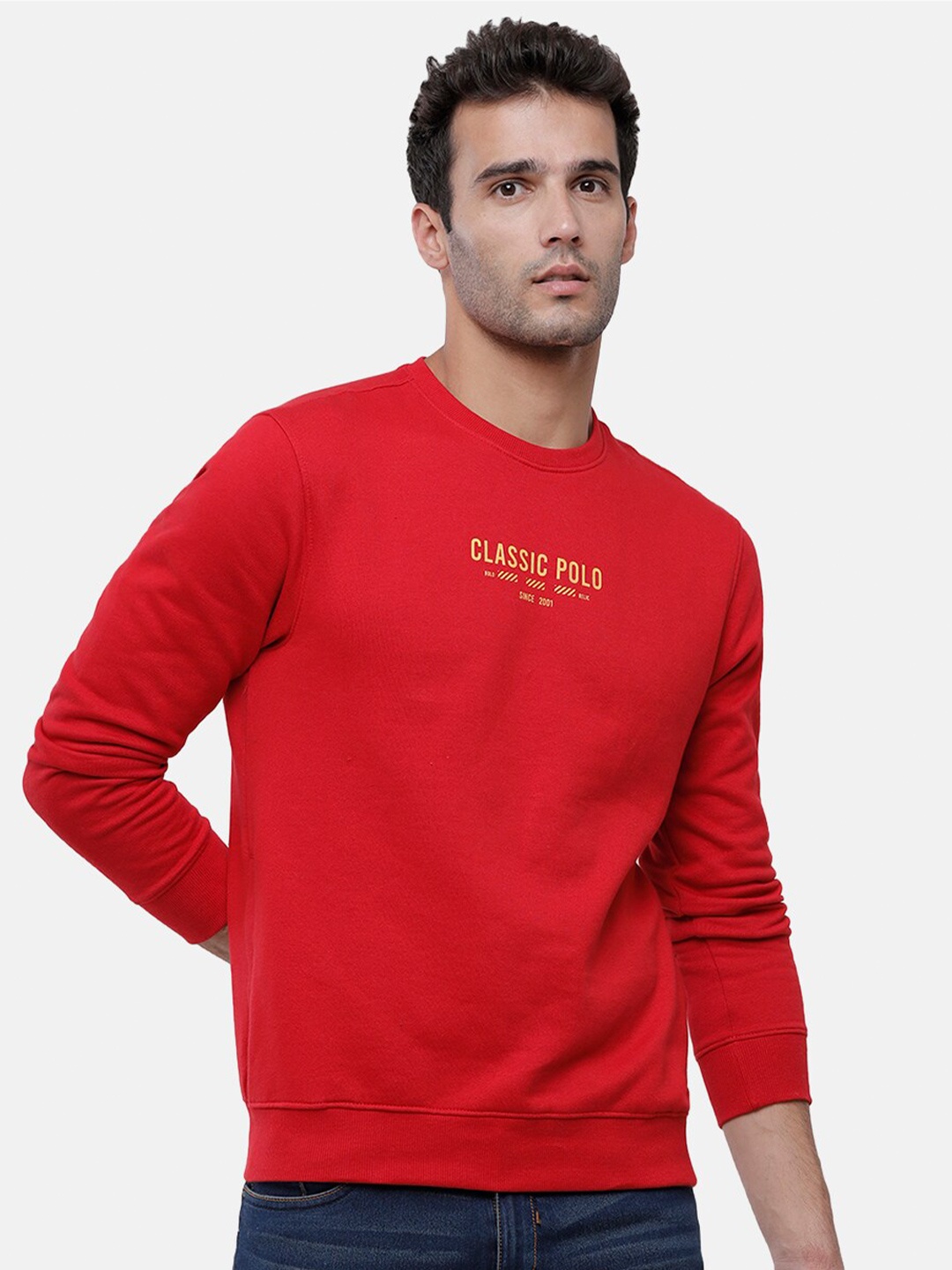 

Classic Polo Men Red Printed Pure Cotton Sweatshirt