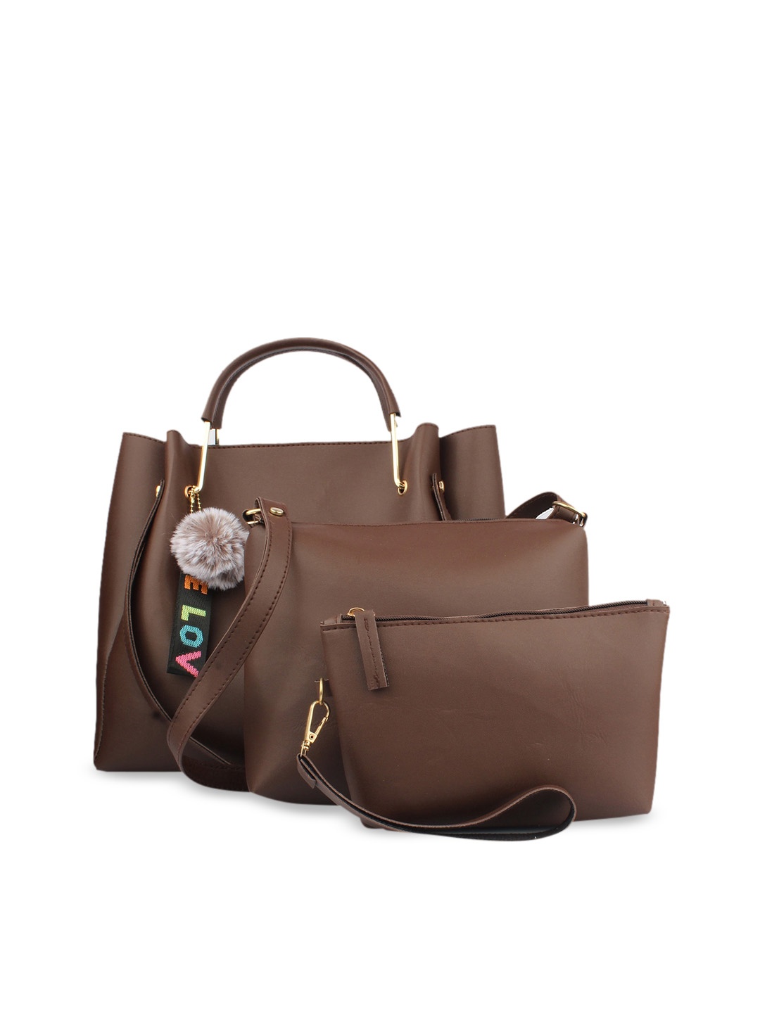 MAMMON Brown PU Oversized Shopper Tote Bag