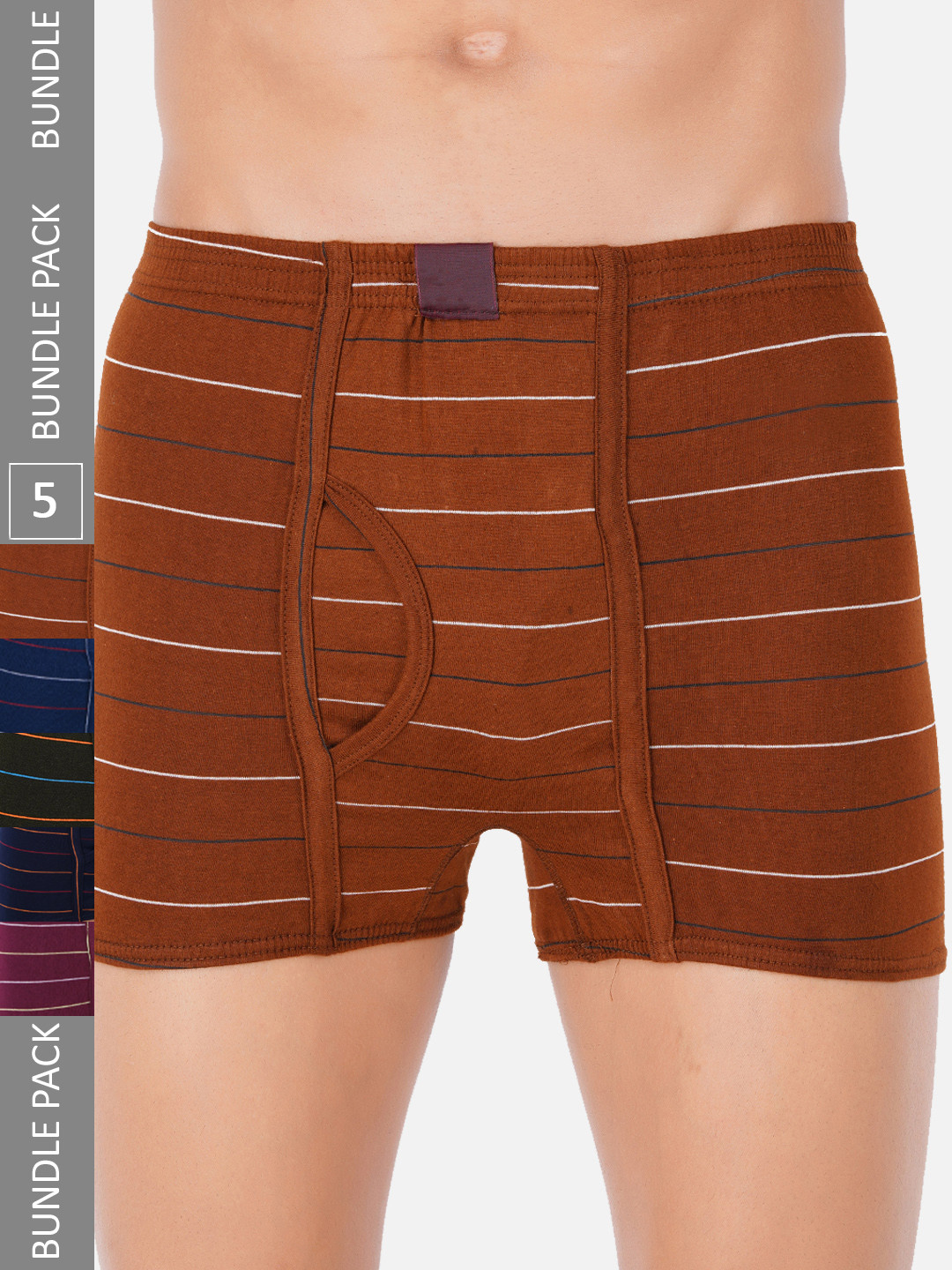 

PRIDE APPAREL Men Pack of 5 Striped Pure Cotton Briefs Frenchie-05-75, White
