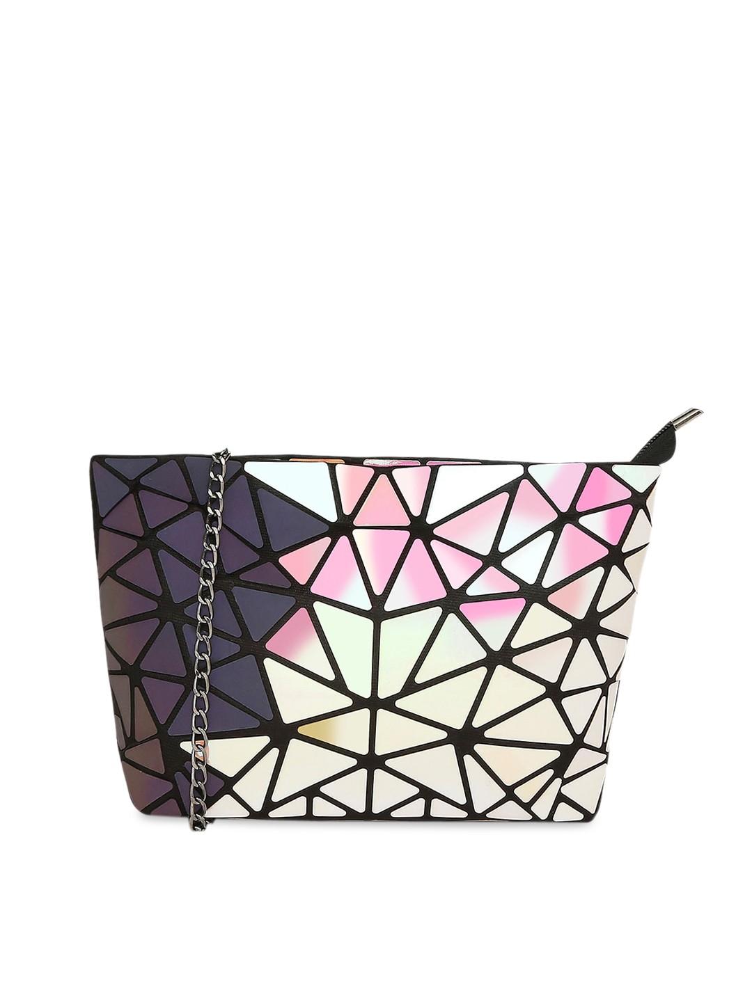 

BAOMI Multicoloured Geometric Reflective Structured Sling Bag, Multi