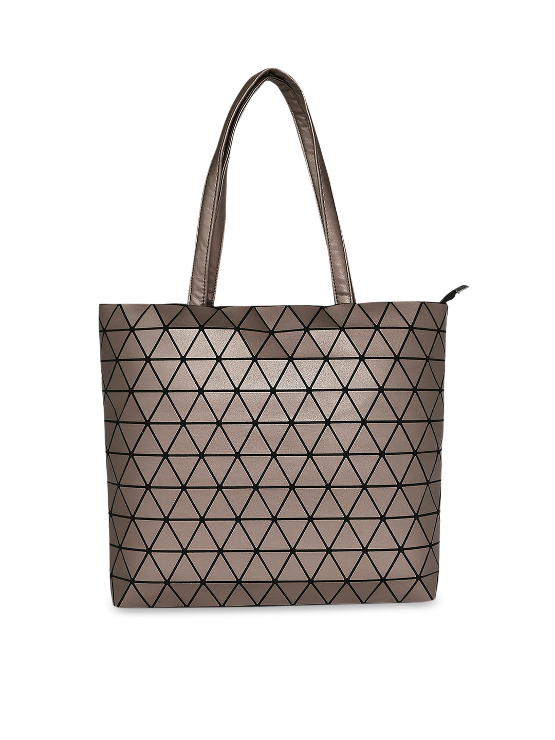 

BAOMI Brown Geometric Textured PU Structured Handheld Bag