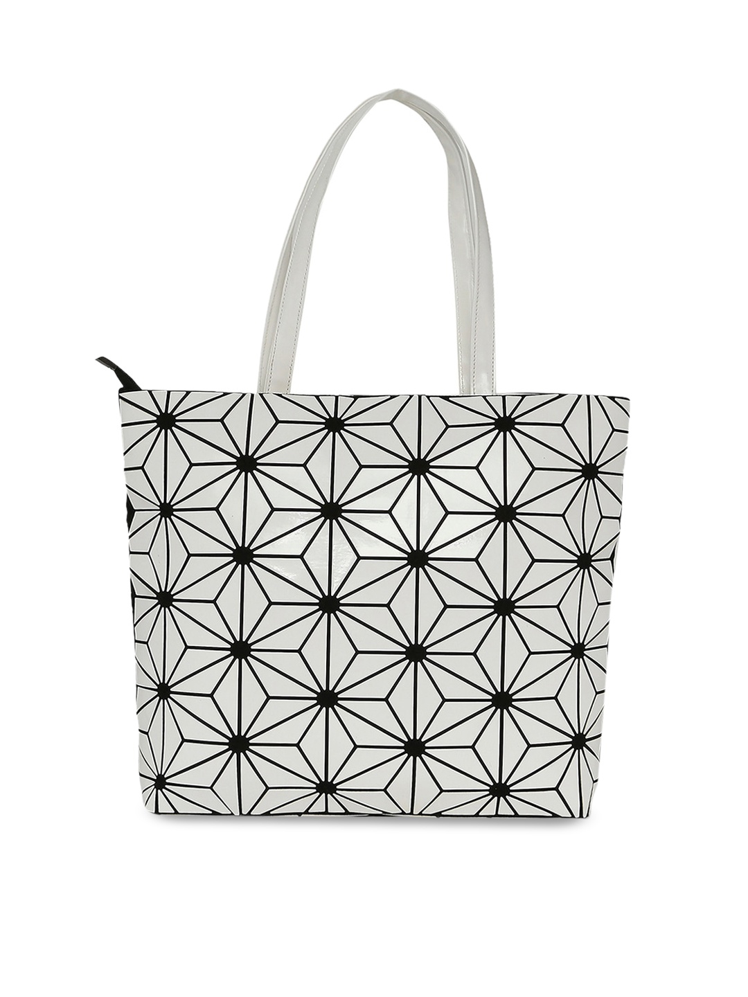 

BAOMI White Geometric Shopper Shoulder Bag