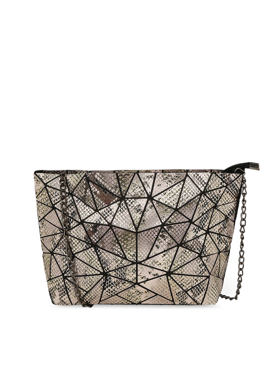 

BAOMI Multicoloured Geometric Textured PU Swagger Sling Bag, Multi