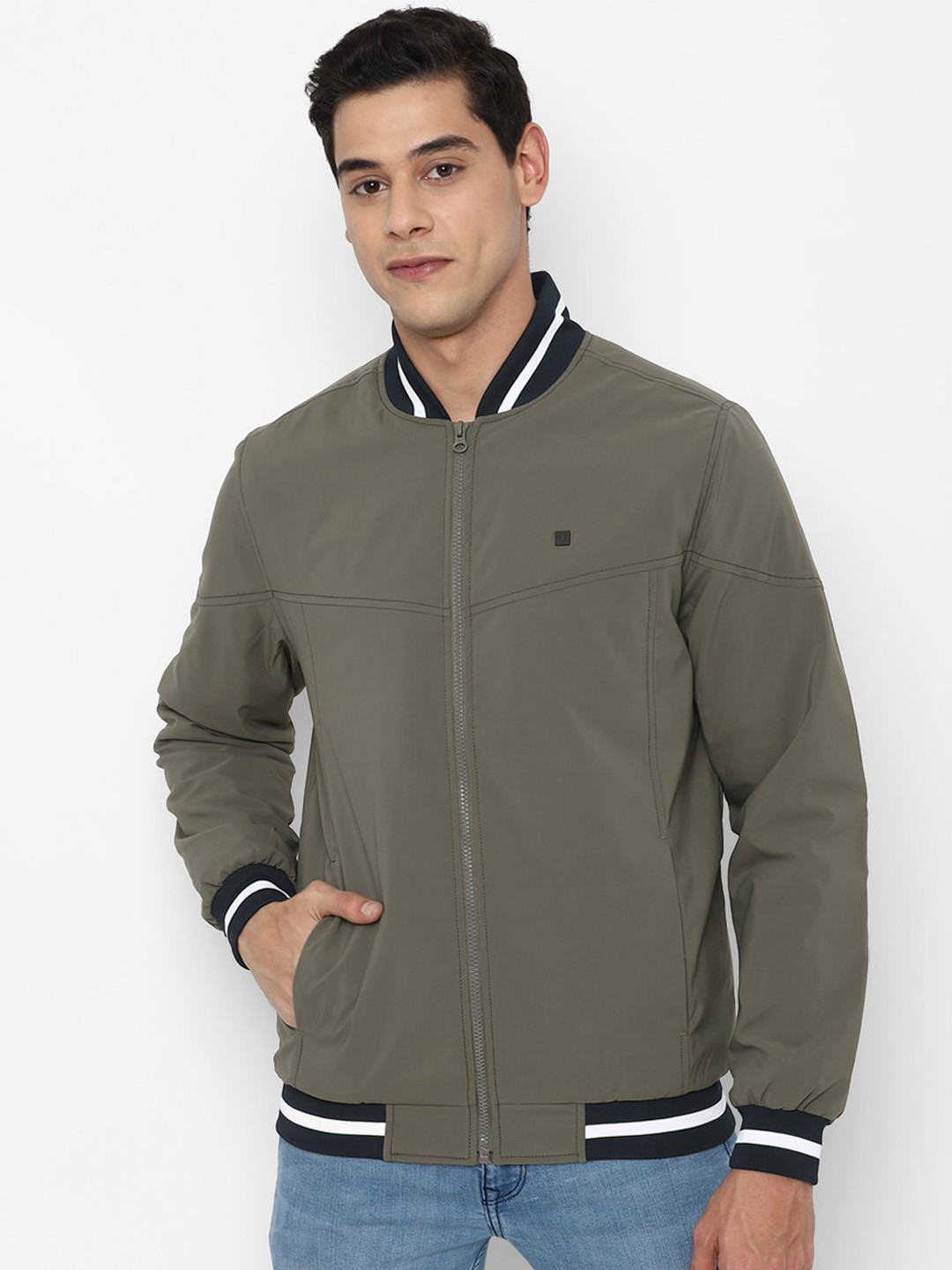 

Allen Solly Men Grey Bomber Jacket