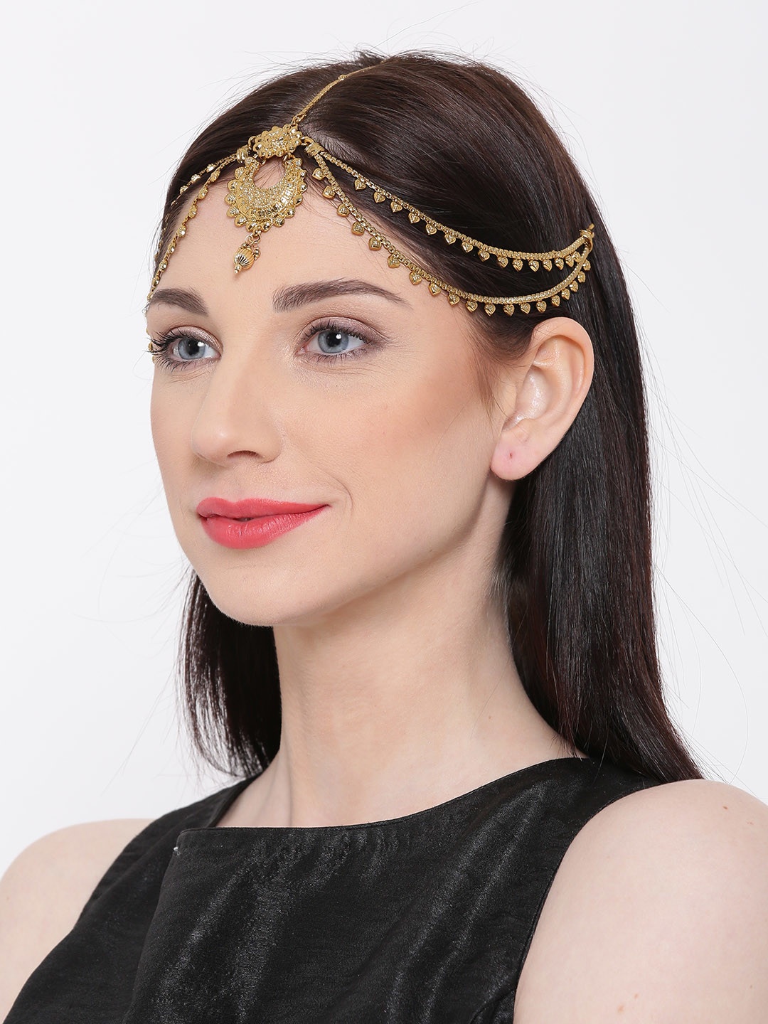 

Zaveri Pearls Gold-Toned Multistranded Maang Tikka
