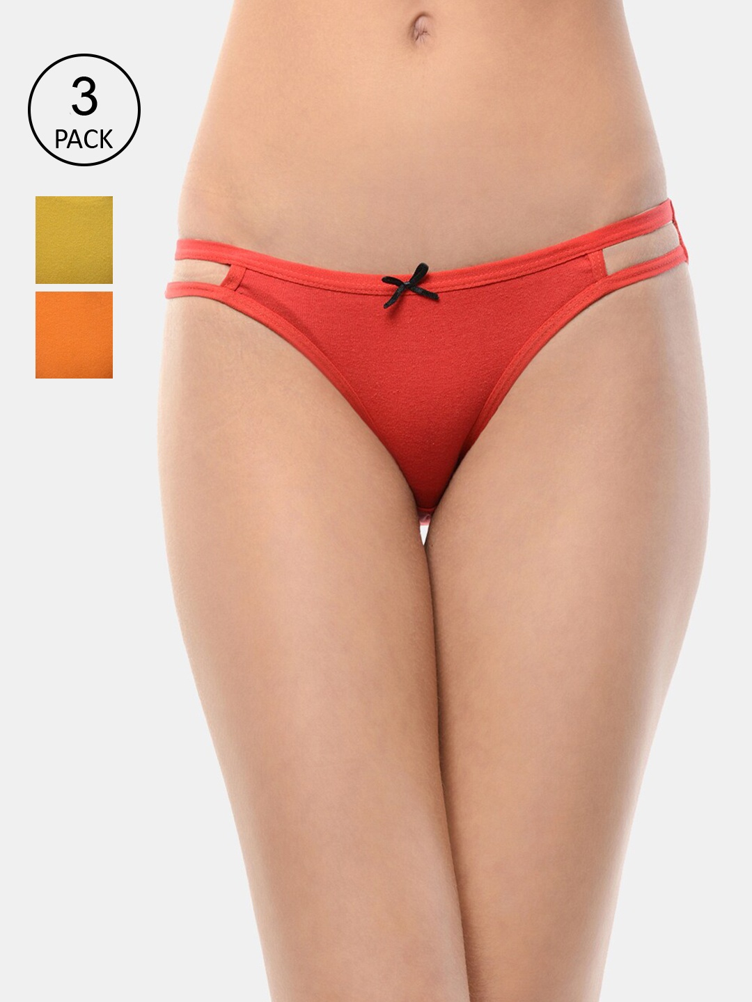 

Leading Lady Woman Pack Of 3 Red,Orange & Yellow Bikini Brief