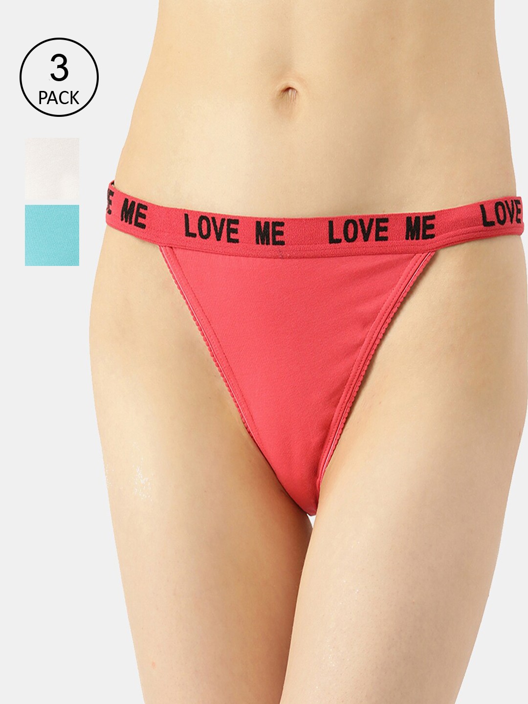 

Leading Lady Women Red & Blue Pack of 3 Solid Low-Rise Thong Briefs TG-6001-3-WH-GJ-SKY