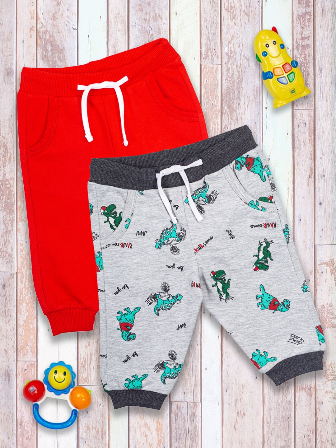 

MeeMee Boys Pack of 2 Cotton Joggers, Grey