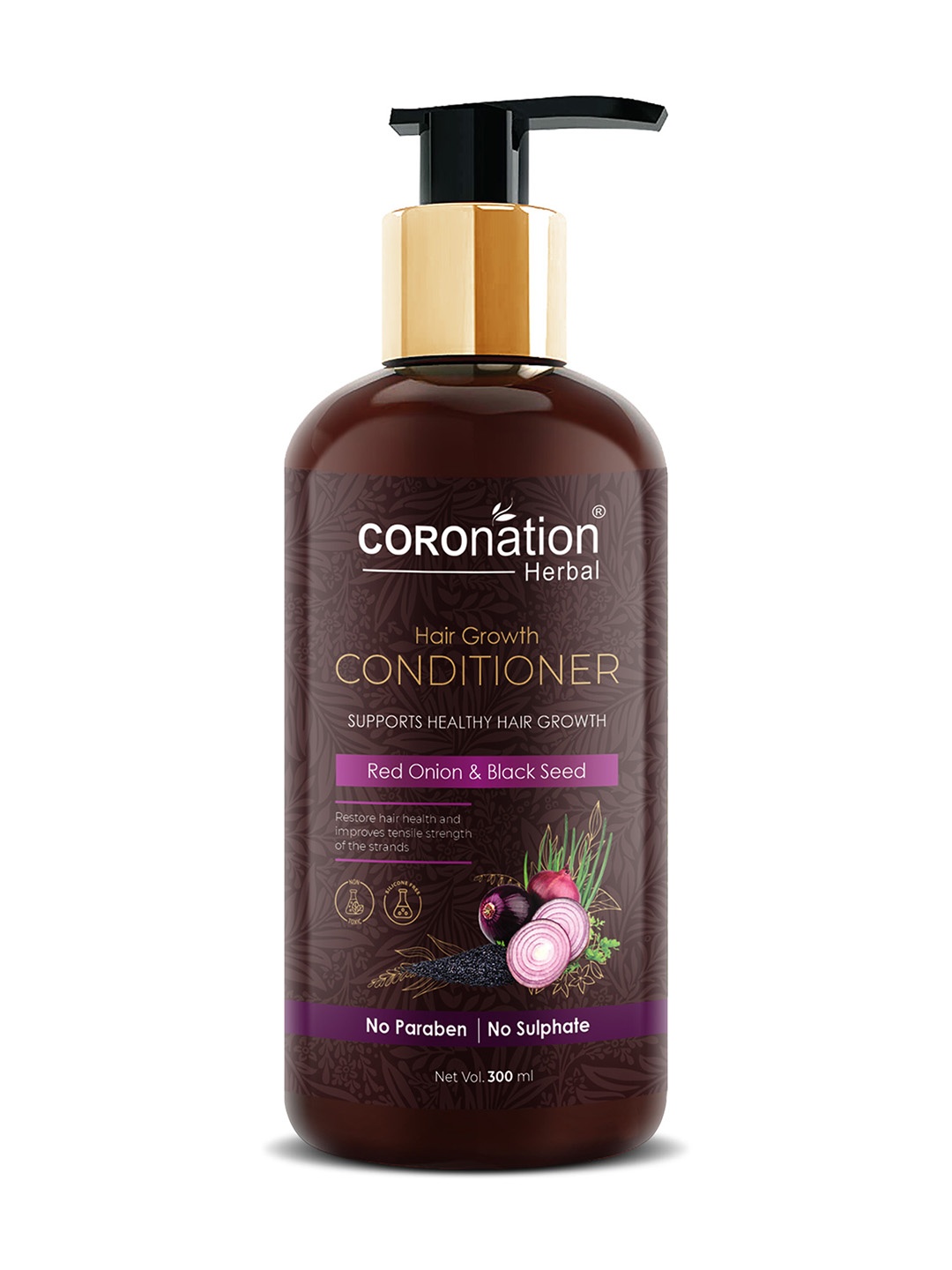 

COROnation Herbal Hair Growth Conditioner with Red Onion & Black Seed Oil 300 ml, Brown