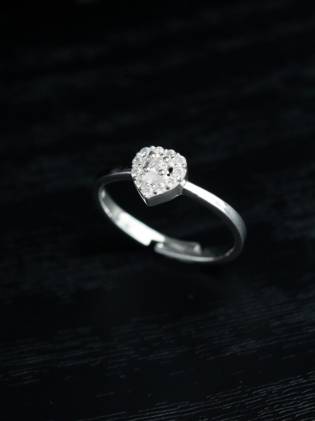 

SHEER by Priyaasi Silver-Plated White 92.5 Sterling Silver AD-Studded Finger Ring