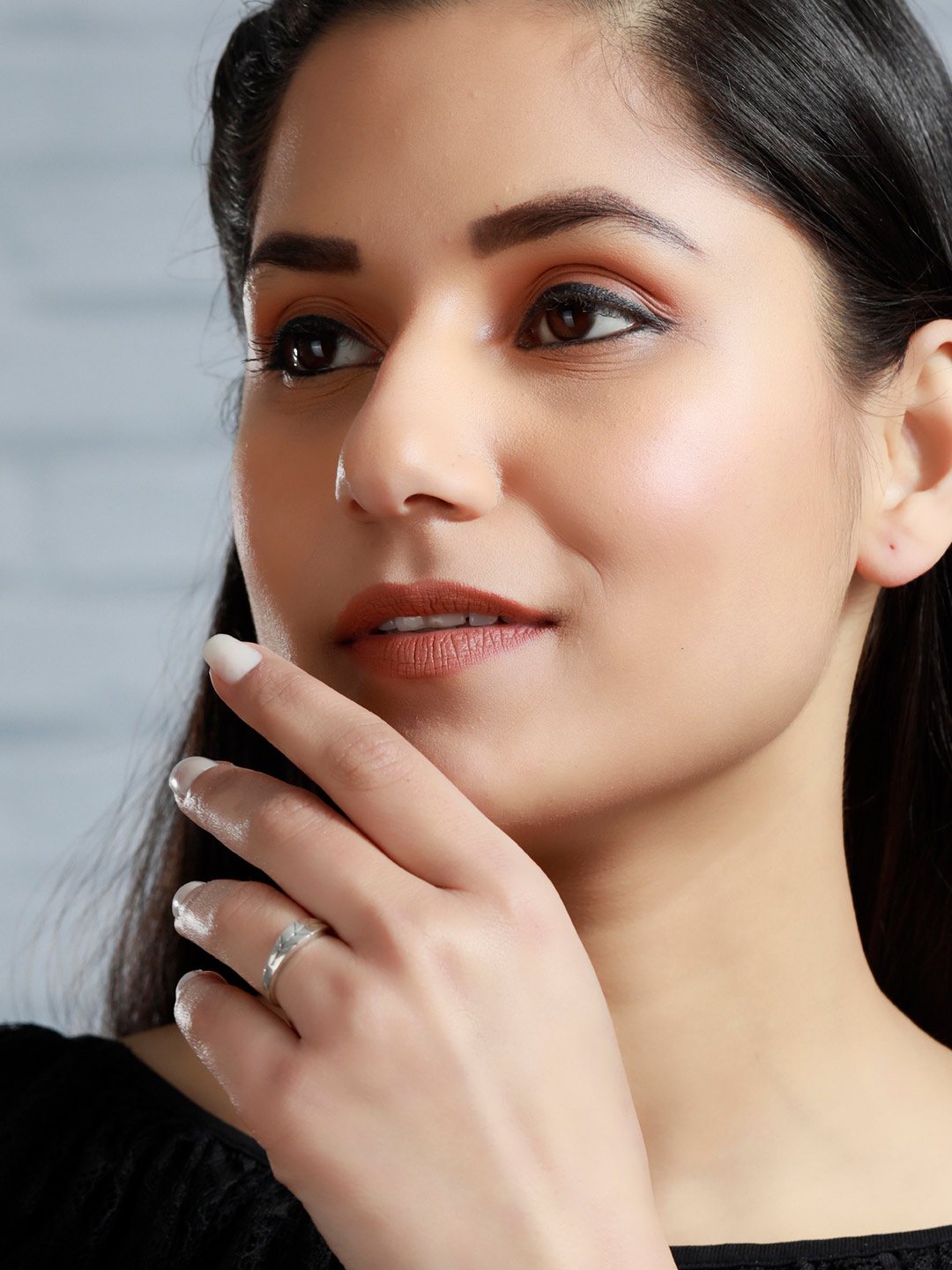 

SHEER by Priyaasi Silver-Plated 925 Sterling Silver Adjustable Finger Ring