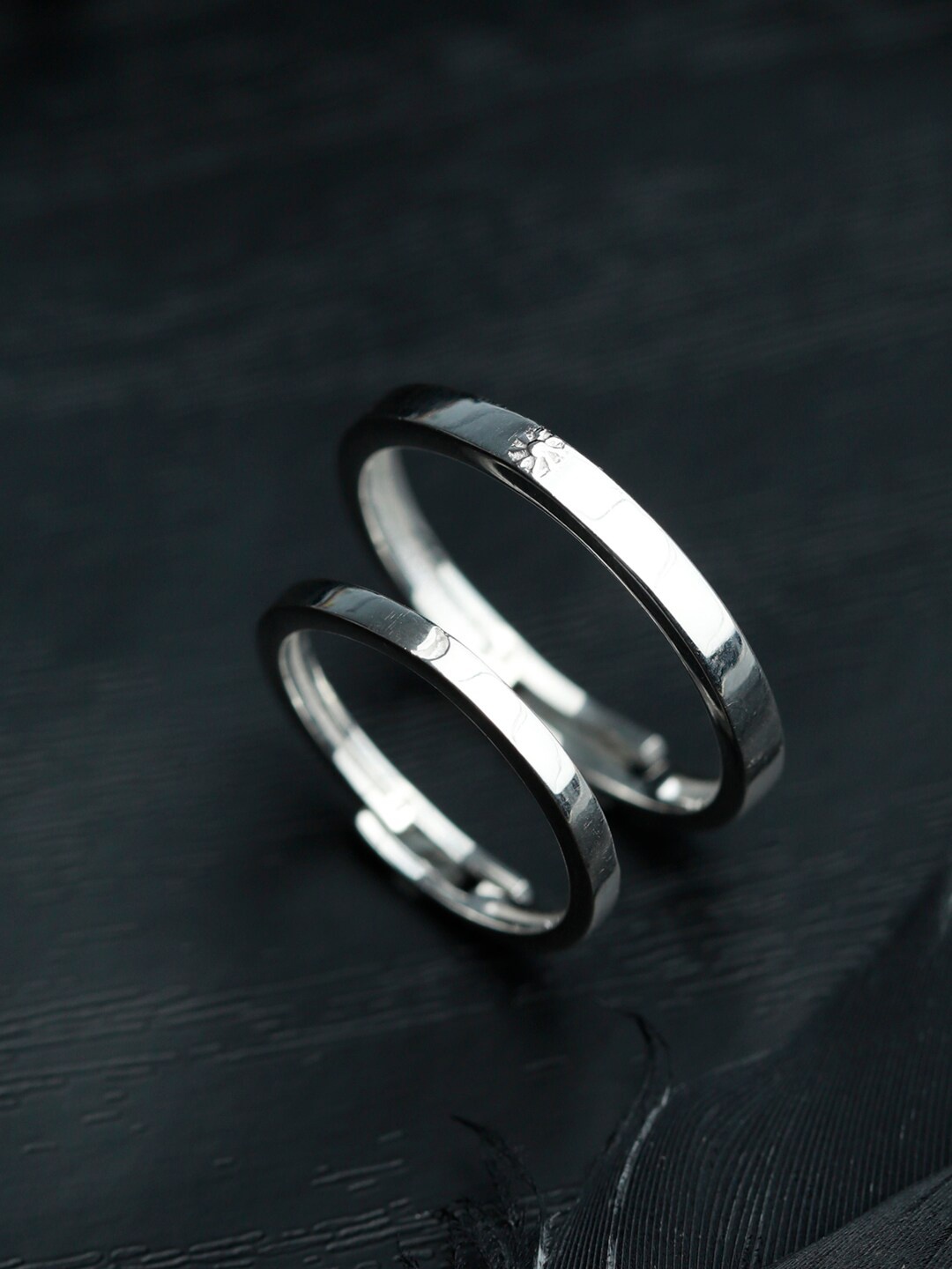 

SHEER by Priyaasi Set Of 2 Silver-Plated 92.5 Sterling Silver Couple Finger Rings