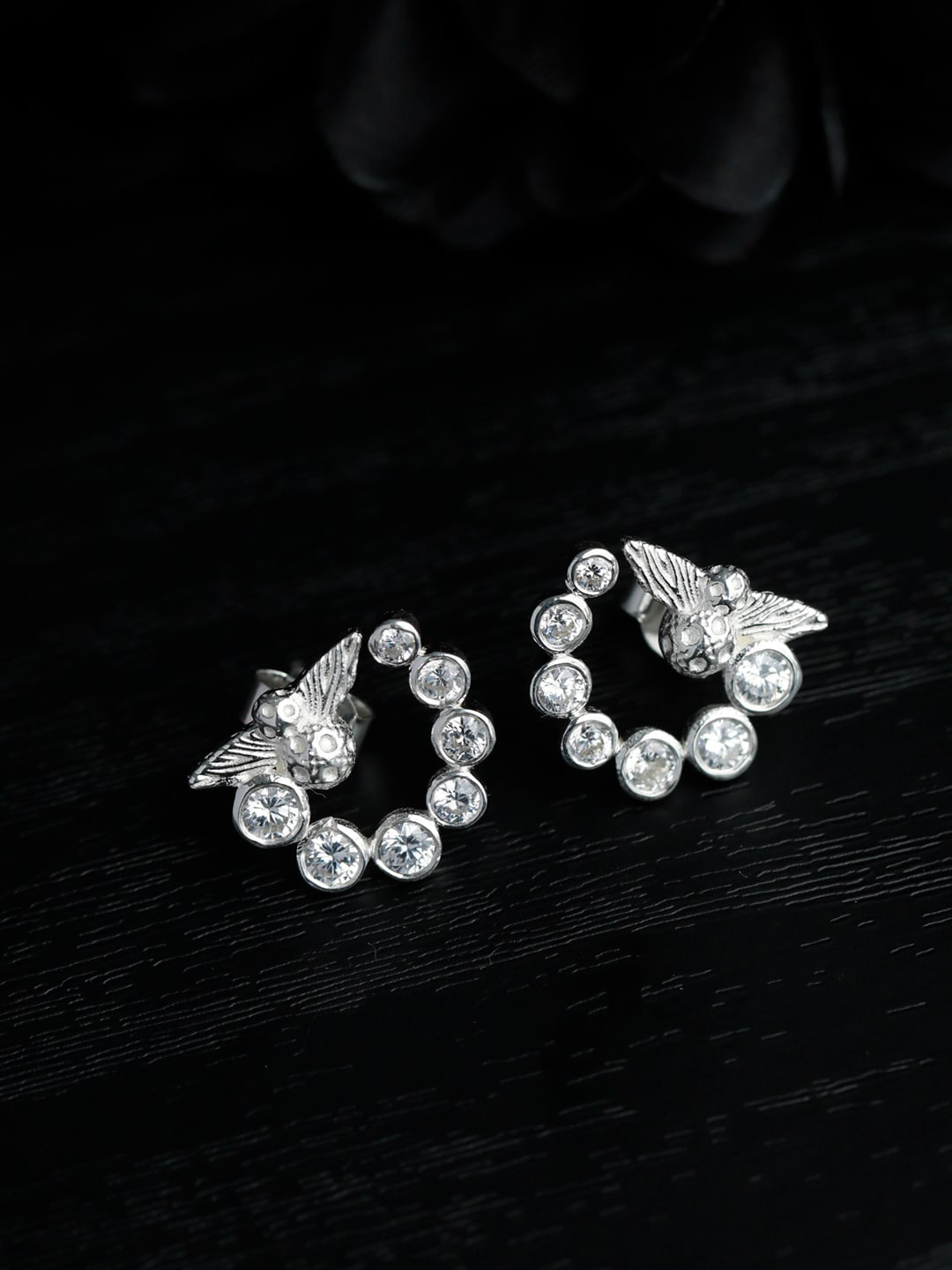 

SHEER by Priyaasi 925 Sterling Silver-Plated & White Rainbow Bee Swirl Studs