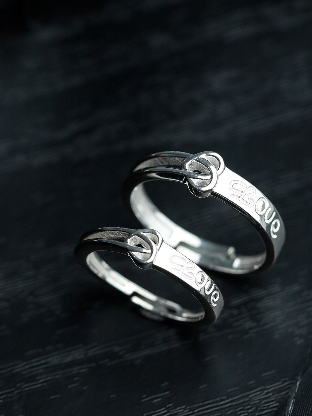 

SHEER by Priyaasi Set Of 2 Women Silver-Plated 92.5 Sterling Silver Finger Ring