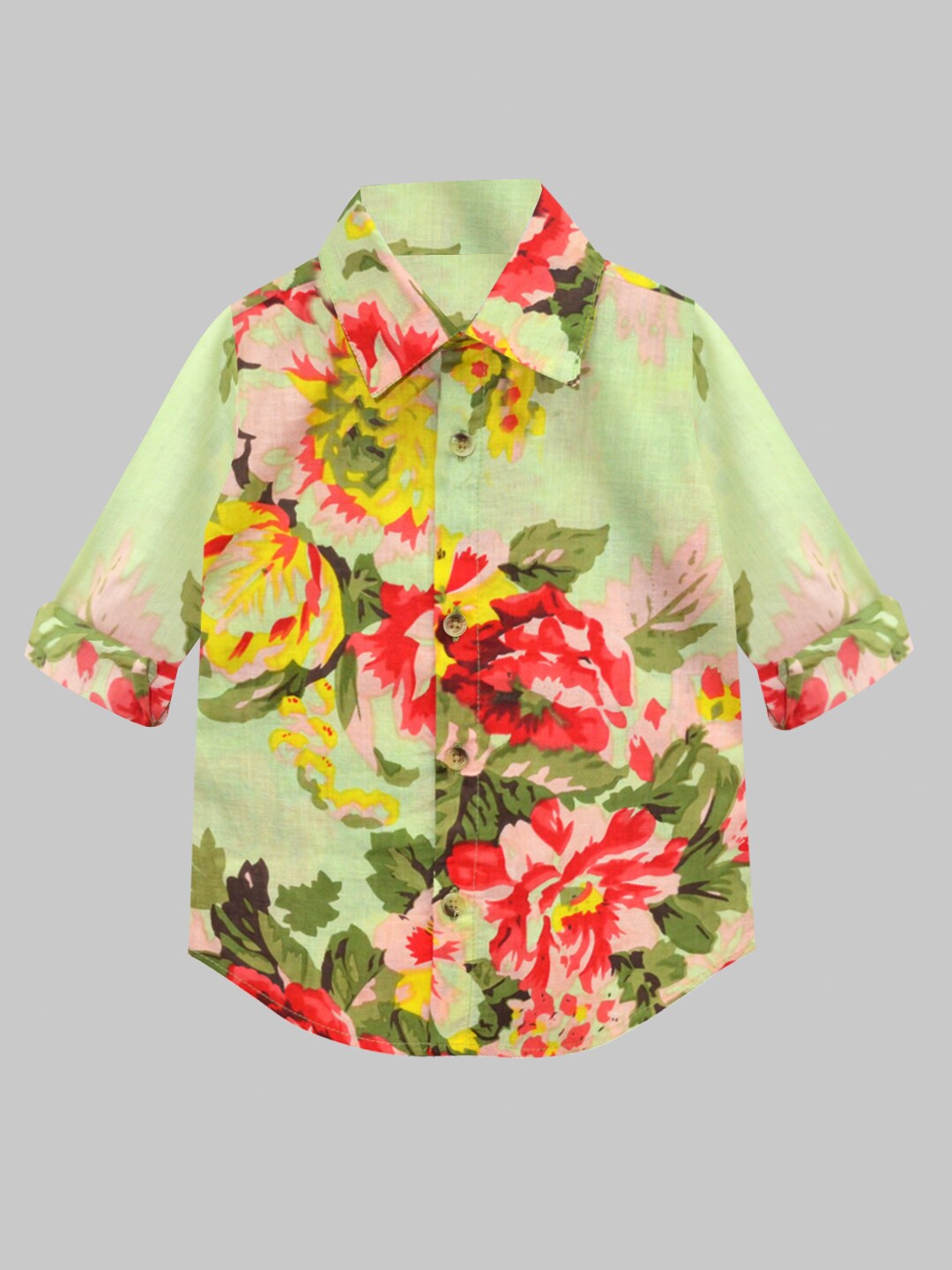 

A T U N Boys Sea Green Classic Floral Regular Fit Printed Casual Shirt