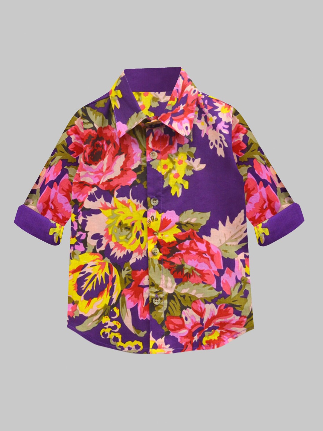 

A T U N Boys Violet Classic Regular Fit Floral Printed Casual Shirt