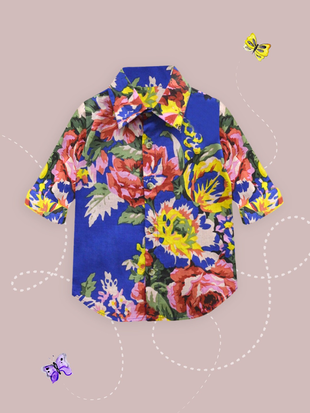 

A T U N Boys Blue Floral Printed Casual Shirt
