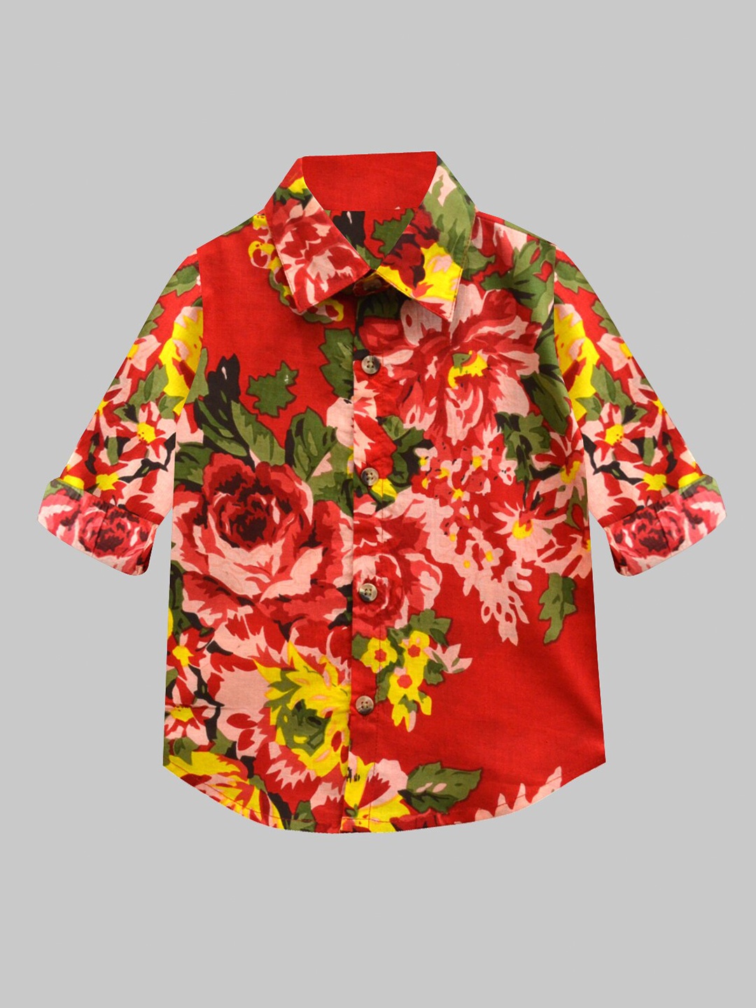 

A T U N Boys Red Classic Floral Printed Pure Cotton Casual Shirt