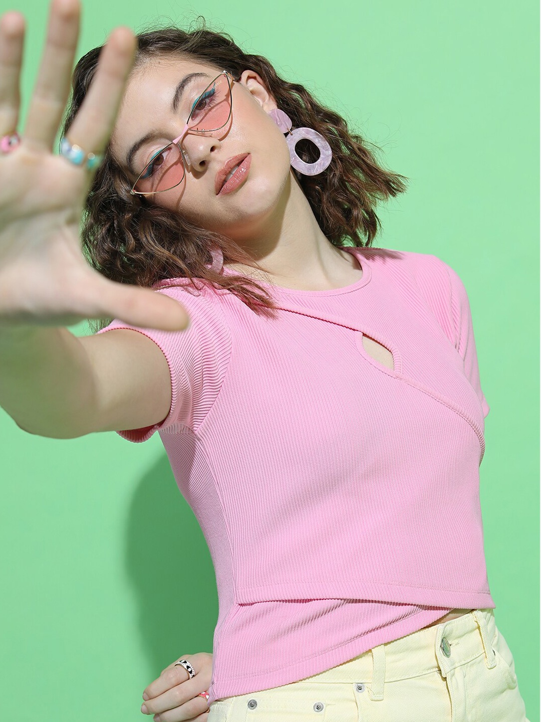 

Tokyo Talkies Women Pretty Pink Solid Top