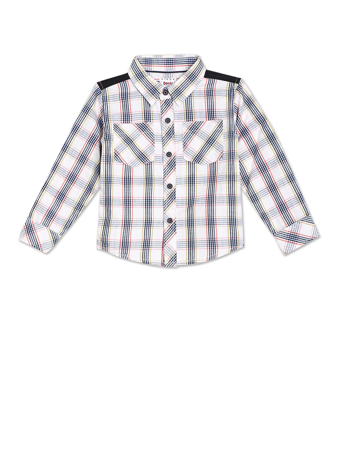 

Donuts Boys White & Navy Blue Checked Casual Shirt