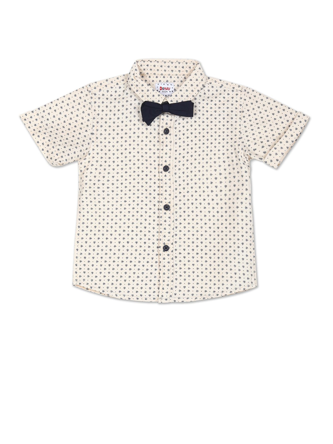 

Donuts Boys Beige Printed Casual Shirt With Bow