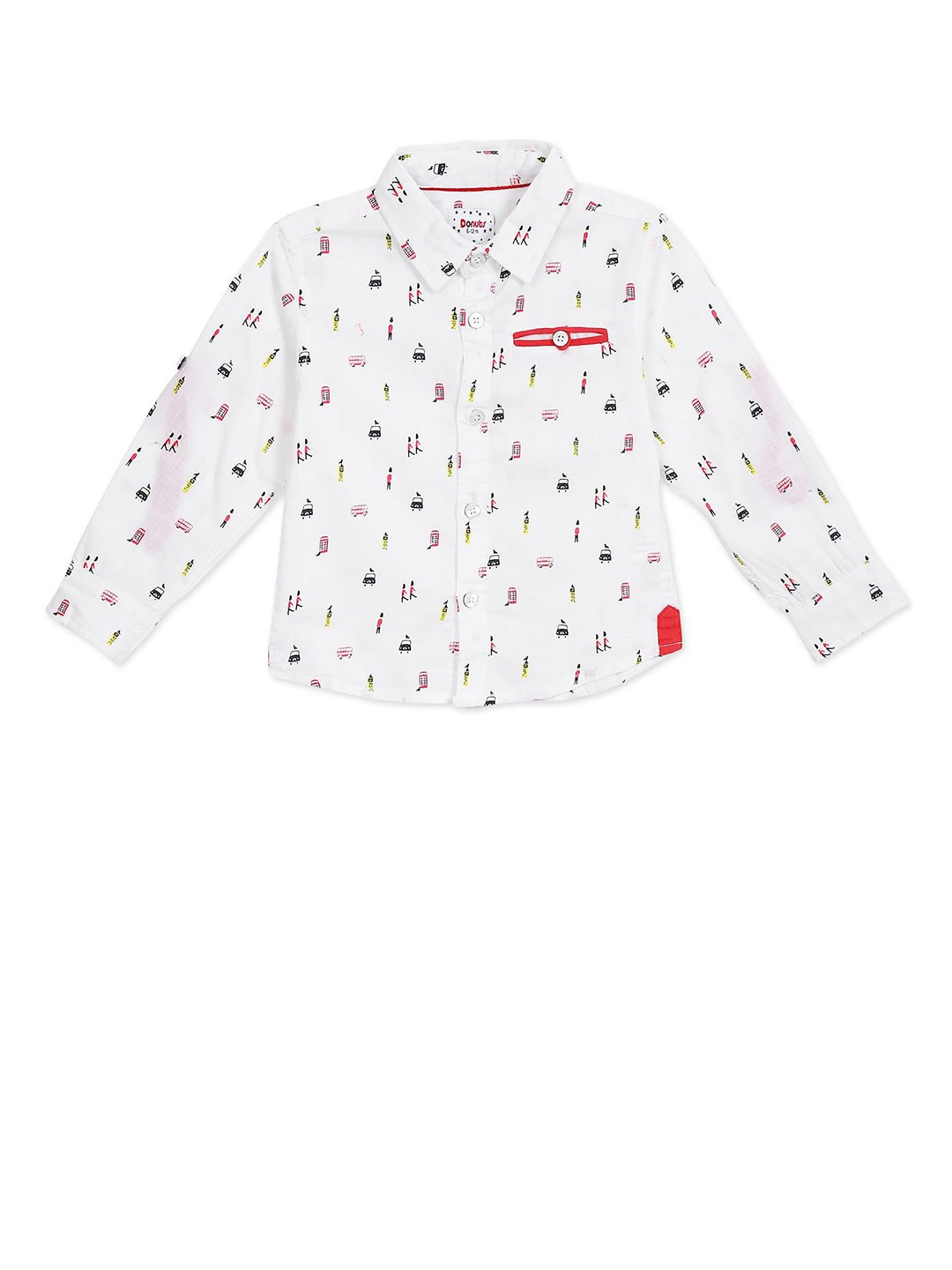 

Donuts Boys White & Red Printed Casual Shirt
